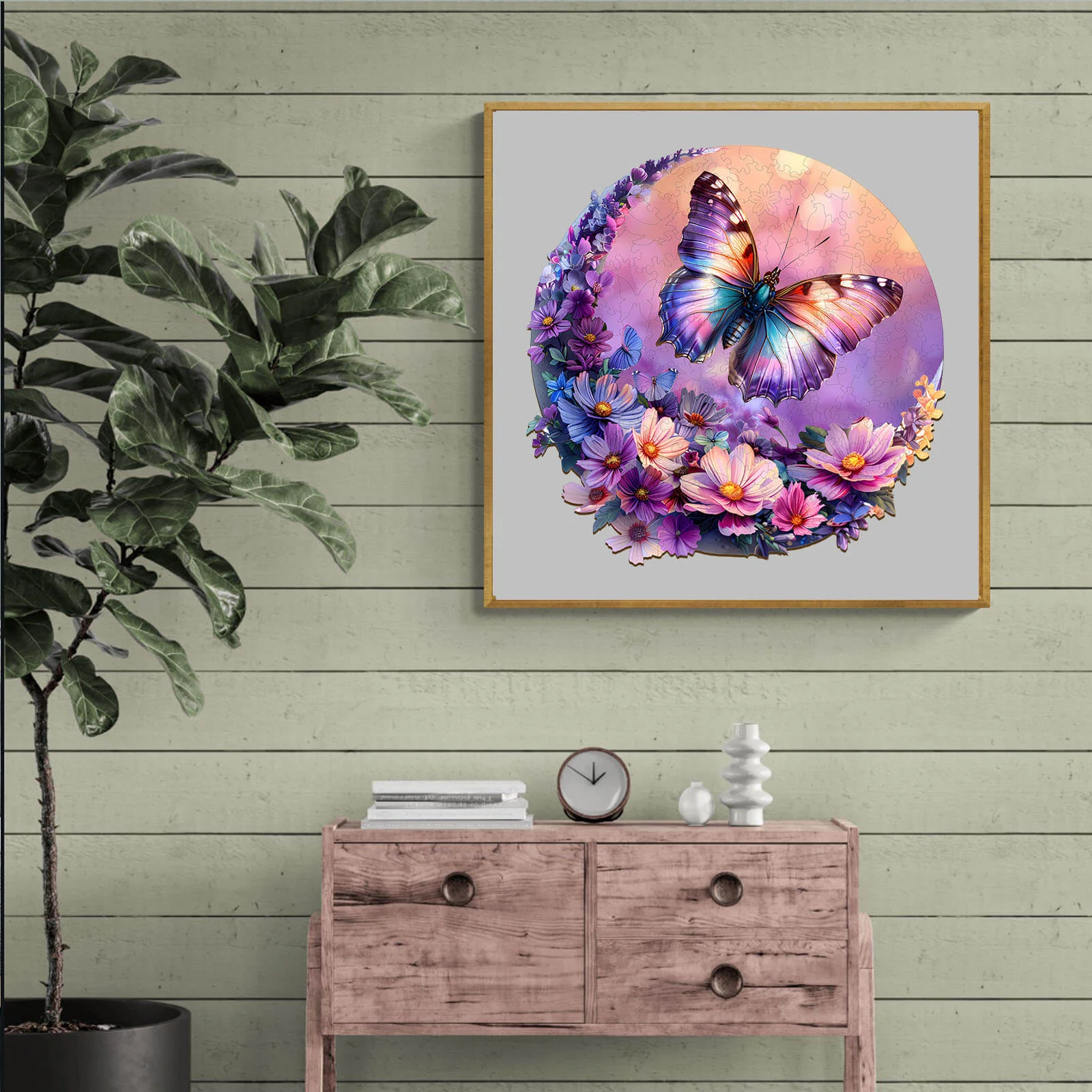 Butterfly and Moon-2 Wooden Jigsaw Puzzle - Image 9