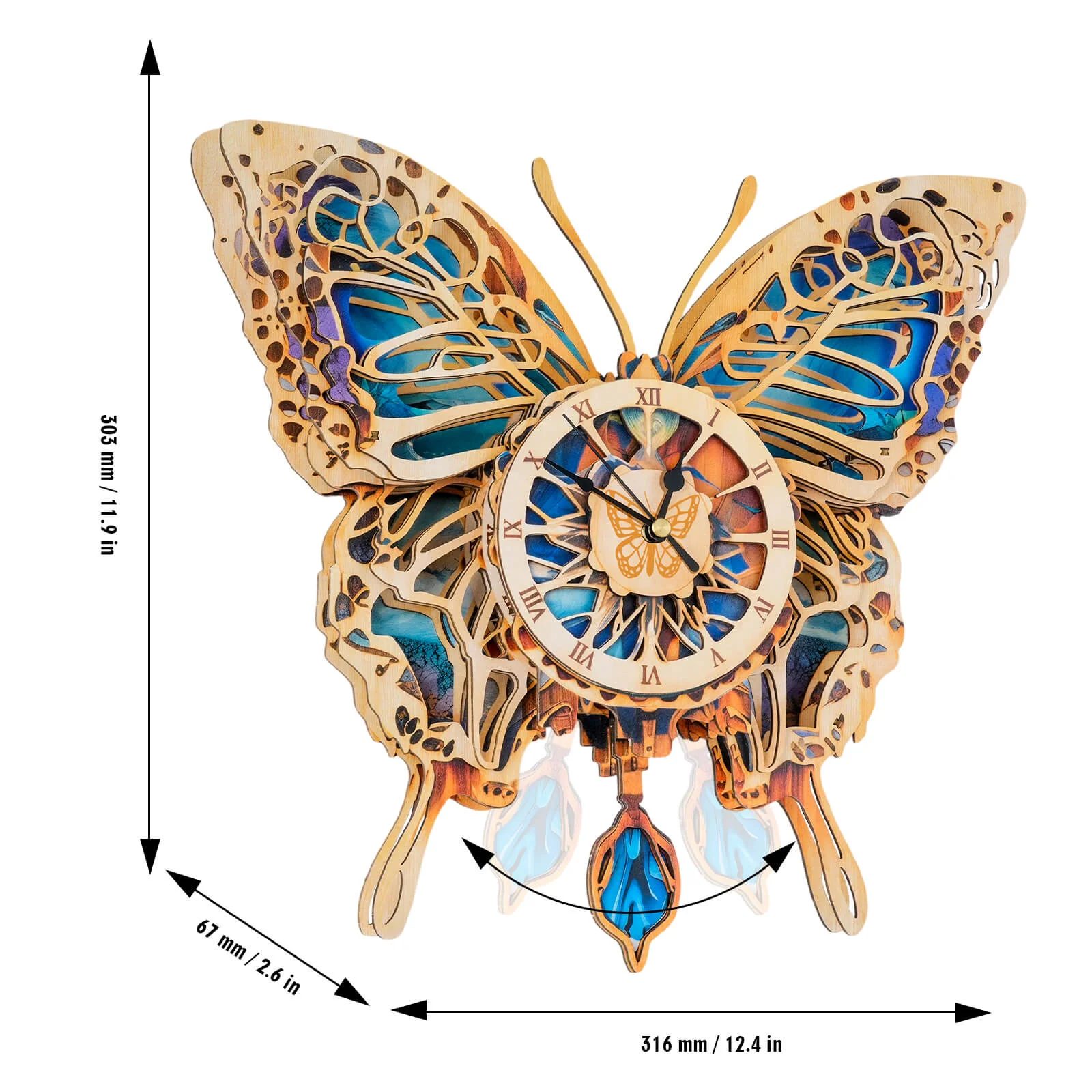 Butterfly – DIY Wooden Clock, 3D Puzzle Craft Kit - Image 5
