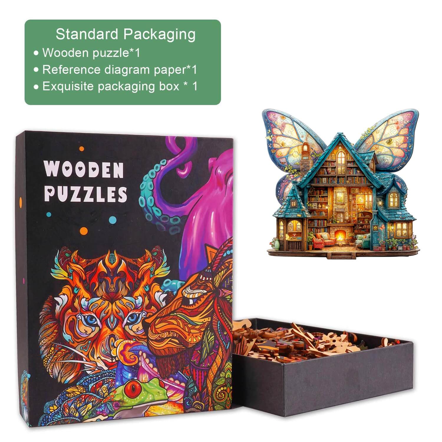 Butterfly Fairy House Wooden Jigsaw Puzzle - Image 3