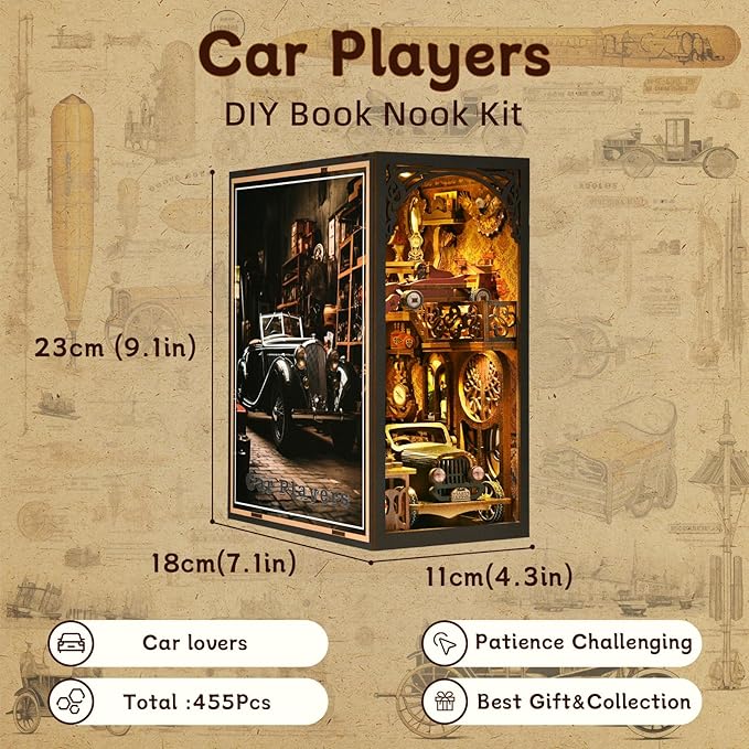 Car Player - DIY Book Nook Kit,3D Wooden Puzzle - Image 2