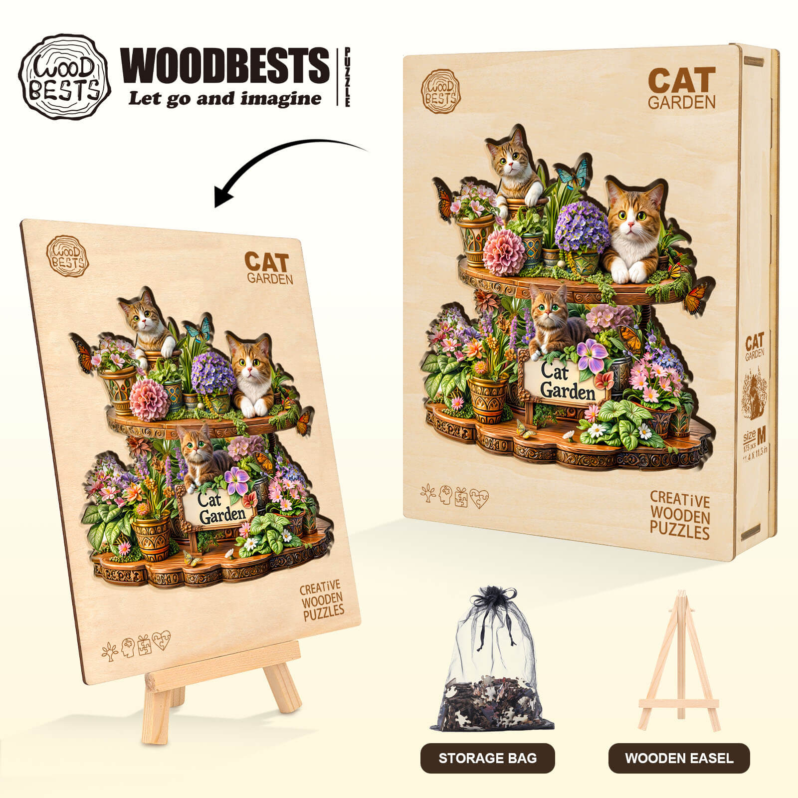 Cat Garden Wooden Jigsaw Puzzle - Image 6