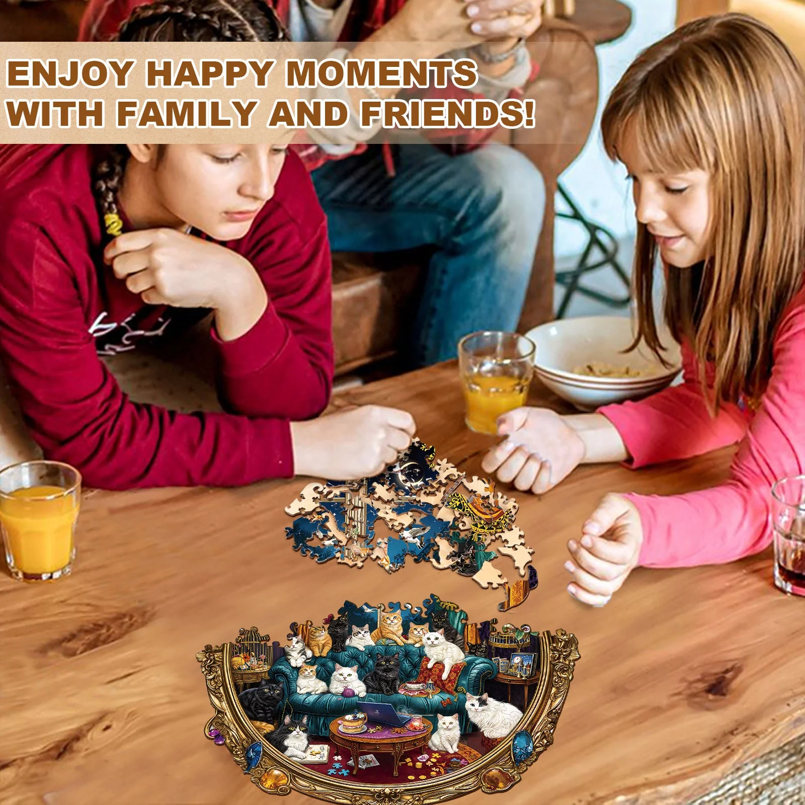 Cat Party Night Wooden Jigsaw Puzzle - Image 7