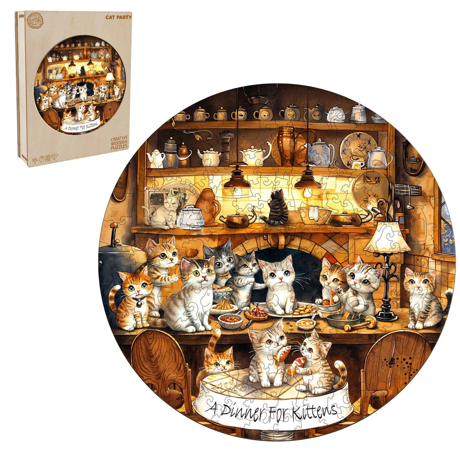 Cat party Wooden Jigsaw Puzzle - Image 3