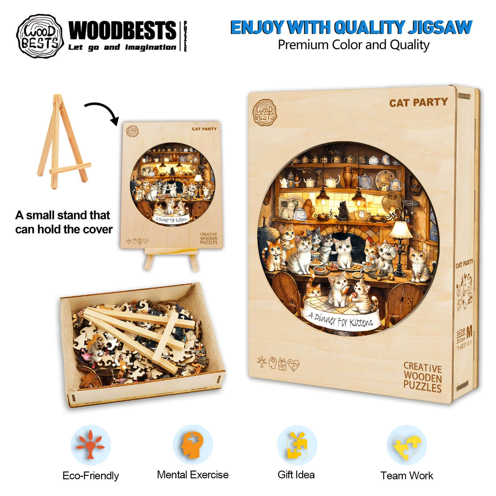 Cat party Wooden Jigsaw Puzzle - Image 6