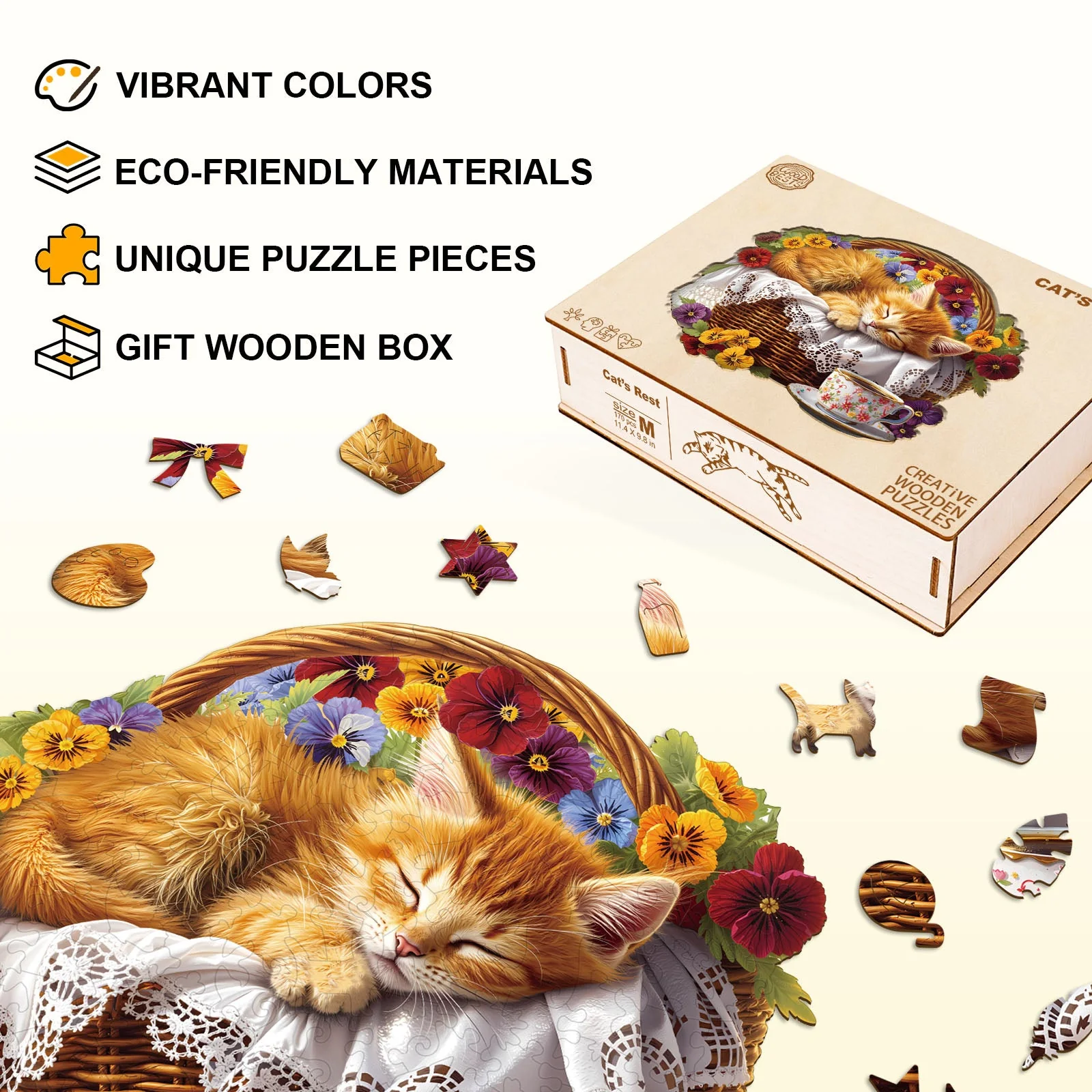 Cat's Rest Wooden Jigsaw Puzzle - Image 7