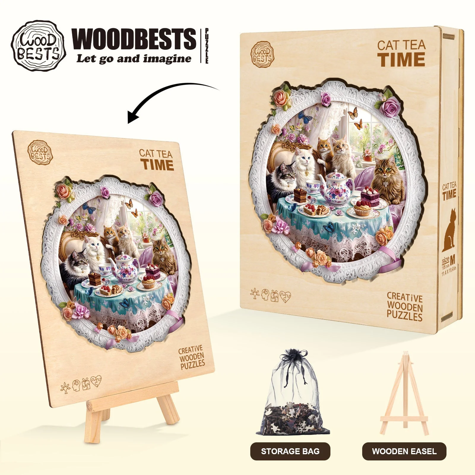 Cat Tea Time Wooden Jigsaw Puzzle - Image 6
