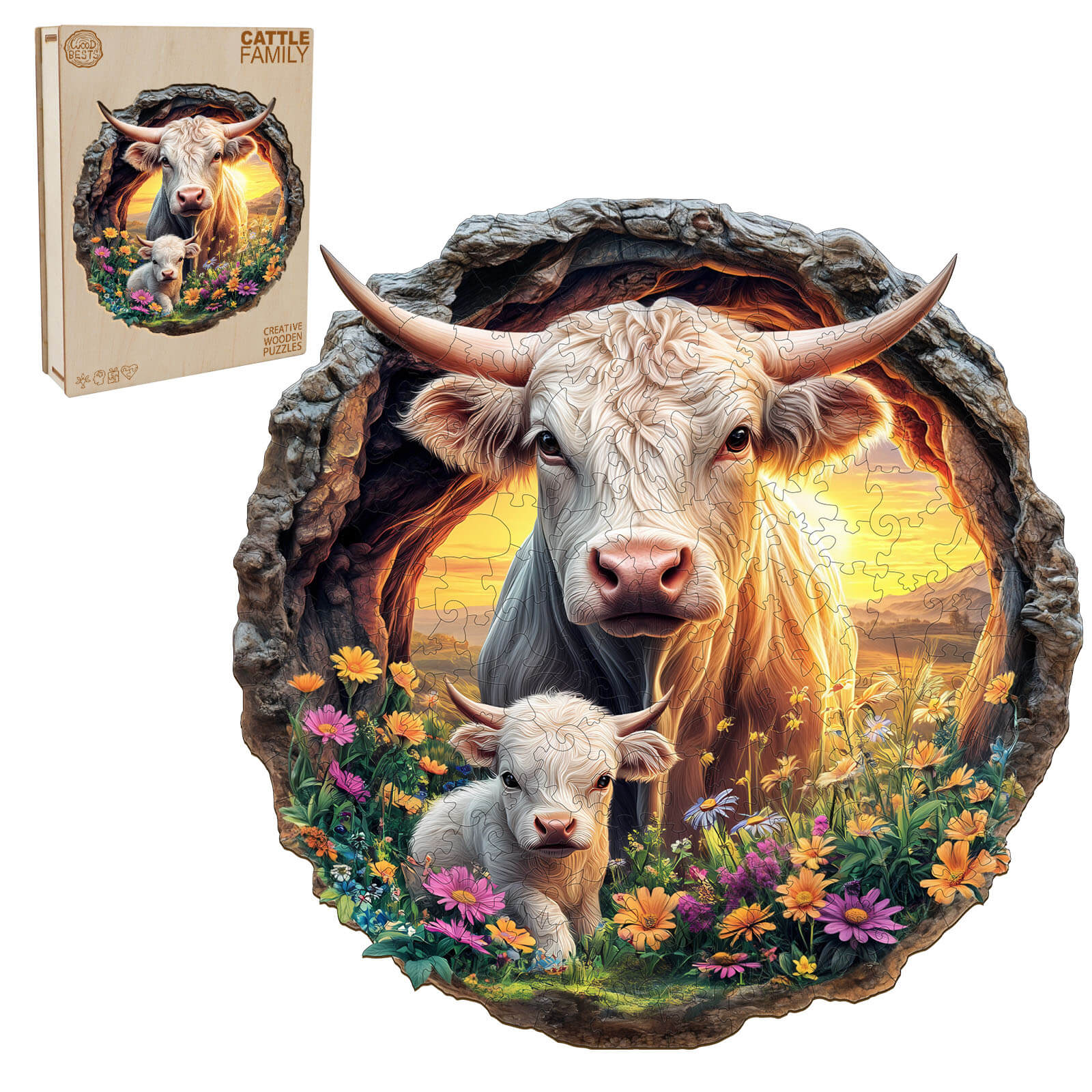 Cattle Family Wooden Jigsaw Puzzle - Image 3