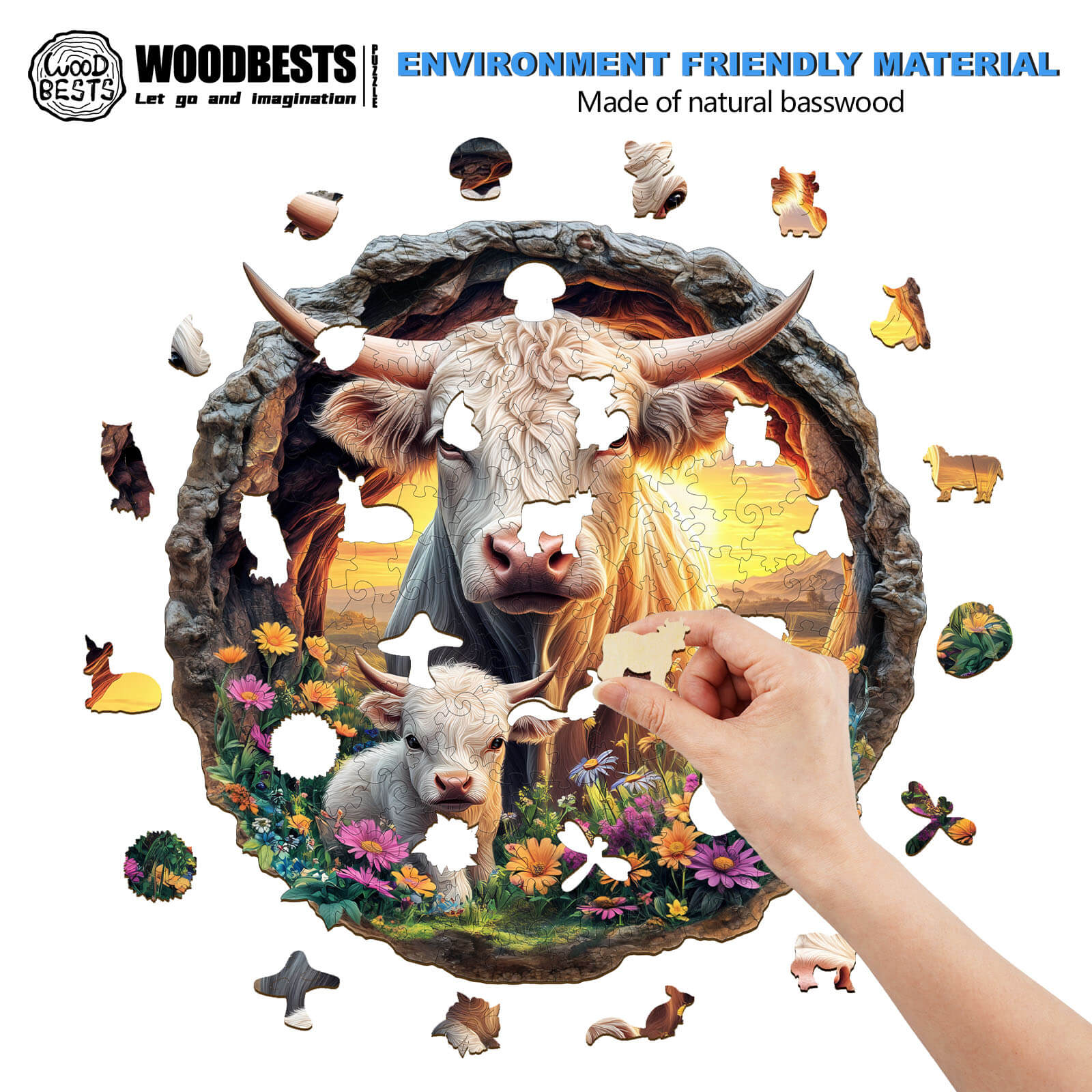 Cattle Family Wooden Jigsaw Puzzle - Image 4