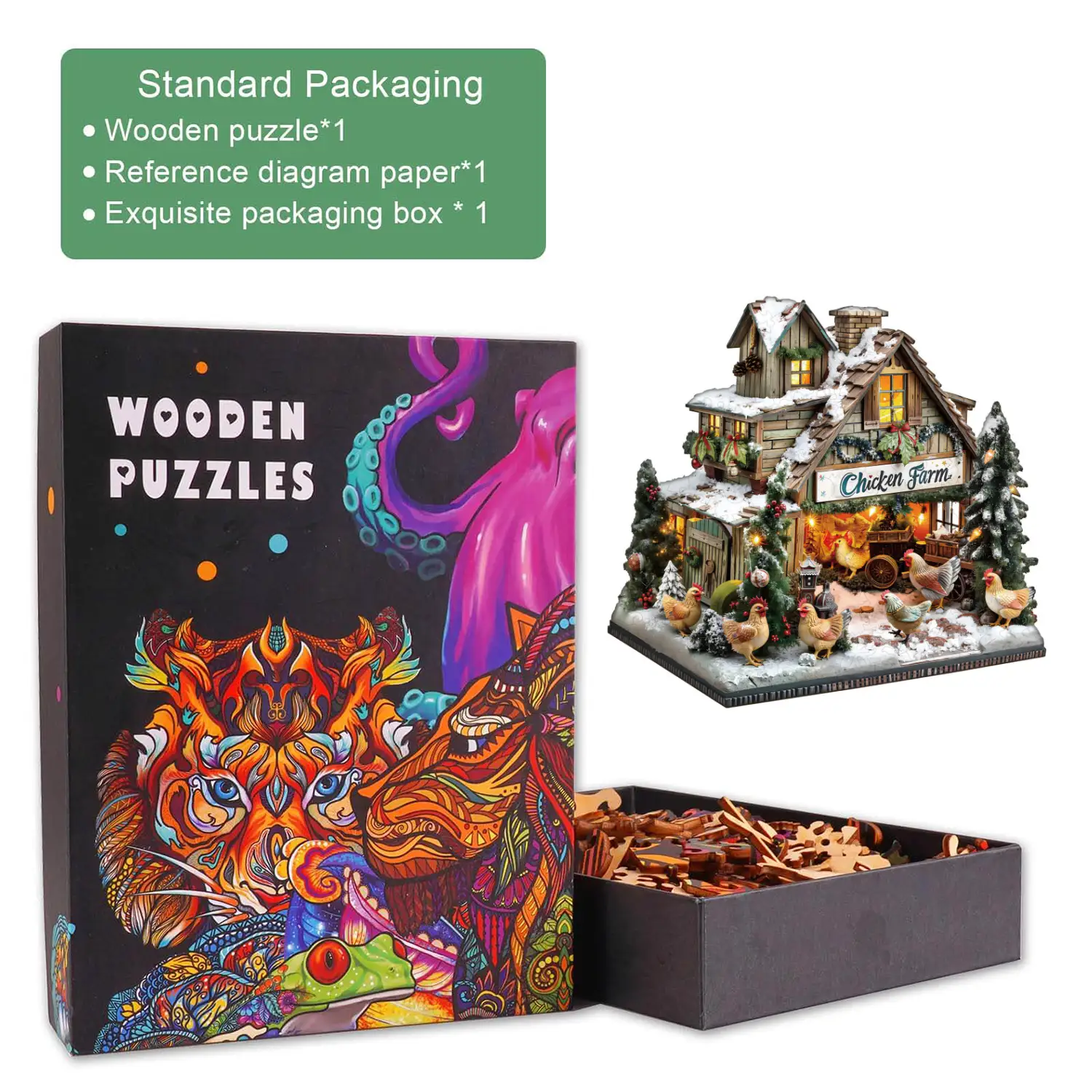 chicken farm Wooden Jigsaw Puzzle - Image 5