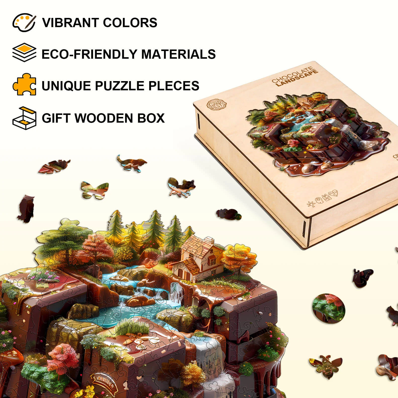 Chocolate Landscape Wooden Jigsaw Puzzle - Image 5