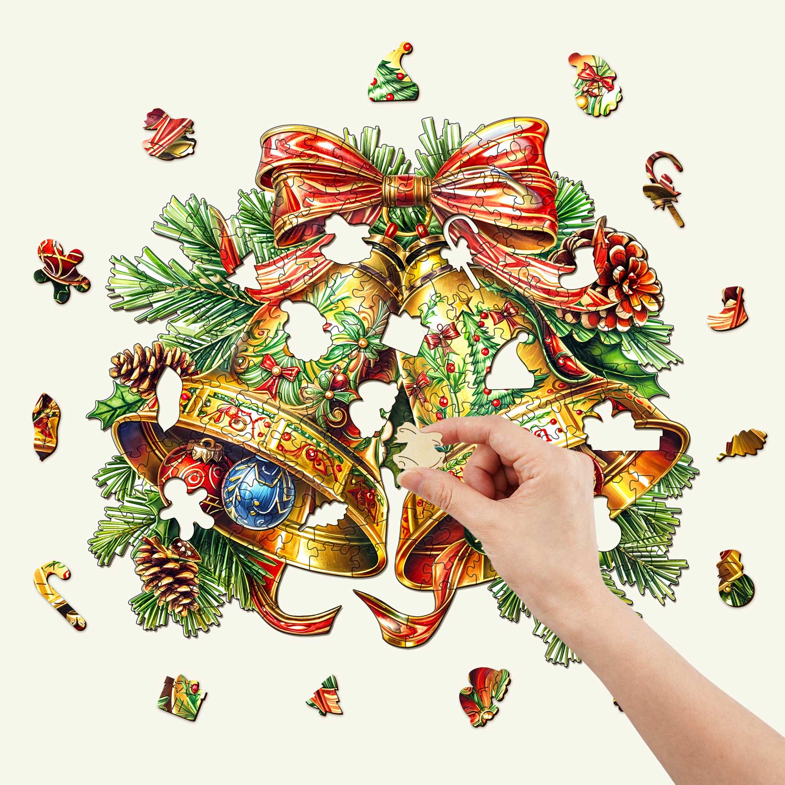Christmas Bells-2 Wooden Jigsaw Puzzle - Image 2