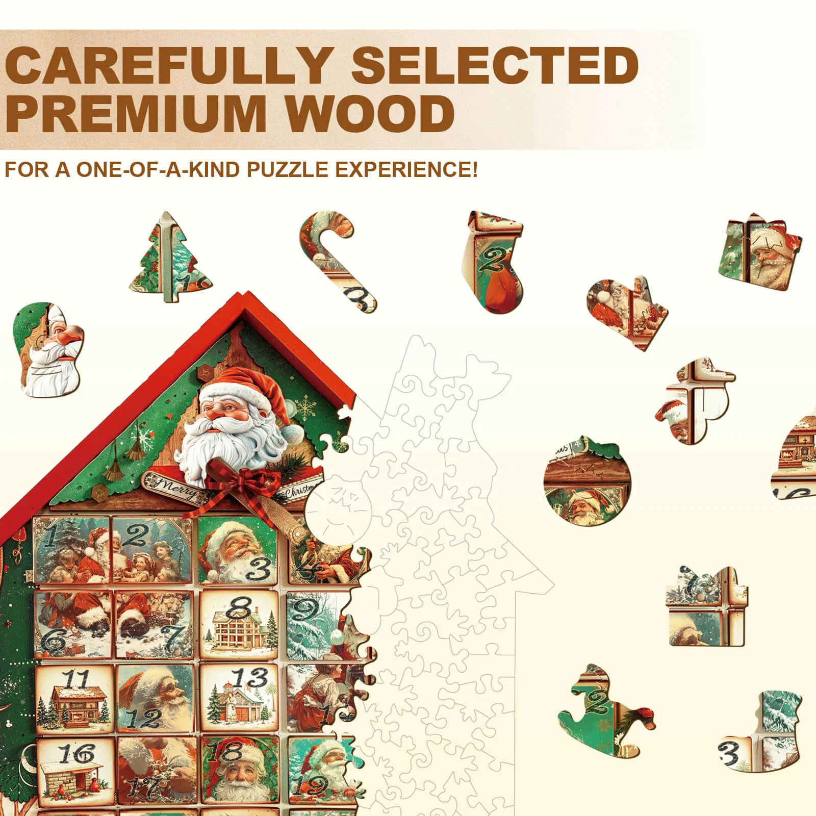 Christmas Calendar House Wooden Jigsaw Puzzle - Image 2