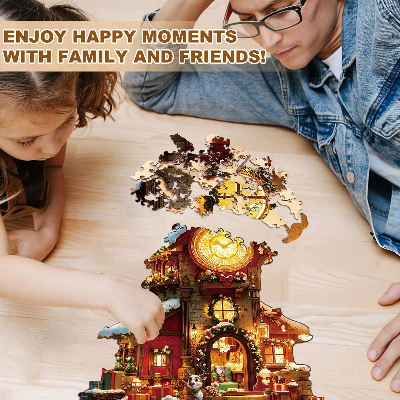 Christmas Clock Tower-2 Wooden Jigsaw Puzzle - Image 10