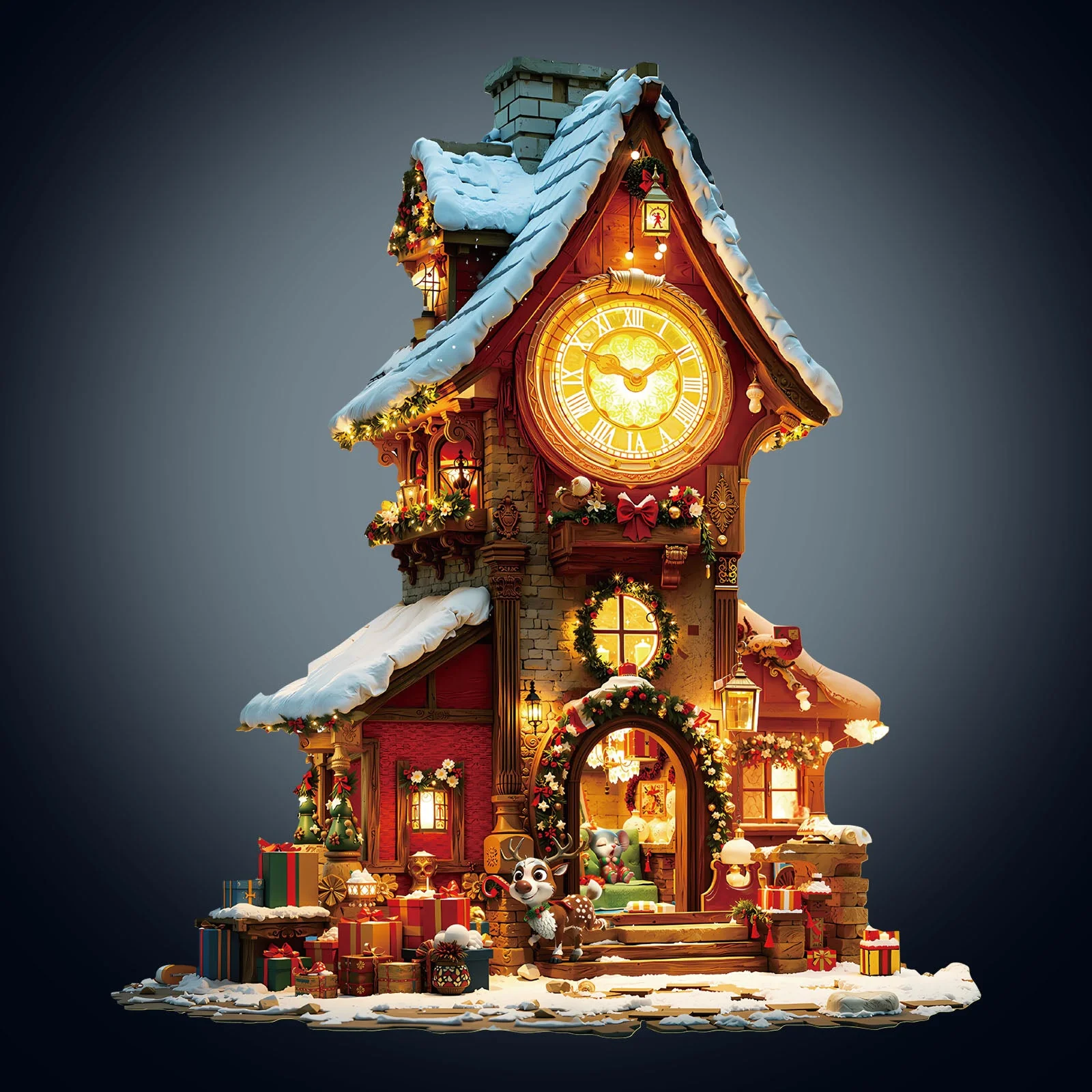 Christmas Clock Tower-2 Wooden Jigsaw Puzzle - Image 2