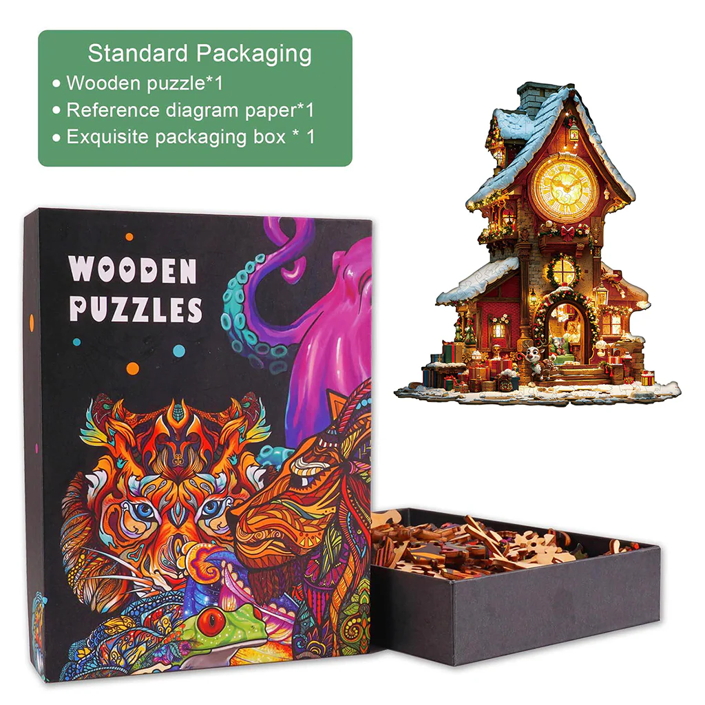 Christmas Clock Tower-2 Wooden Jigsaw Puzzle - Image 6