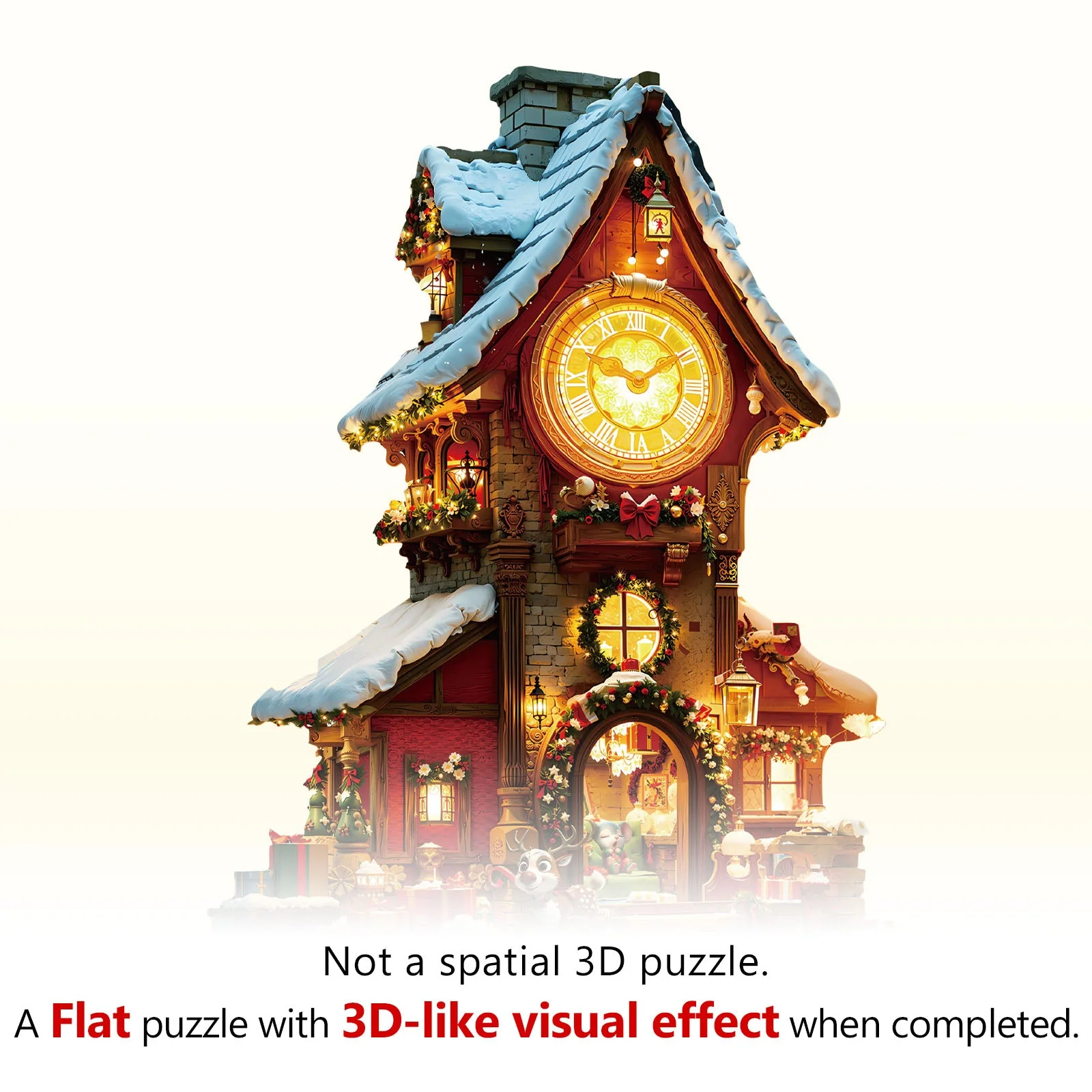 Christmas Clock Tower-2 Wooden Jigsaw Puzzle - Image 9