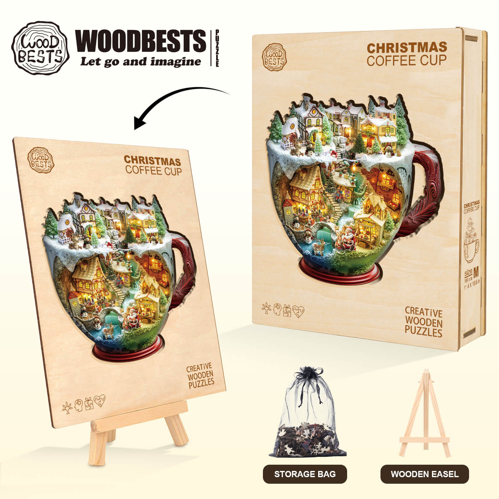 Christmas coffee cup Wooden Jigsaw Puzzle - Image 6