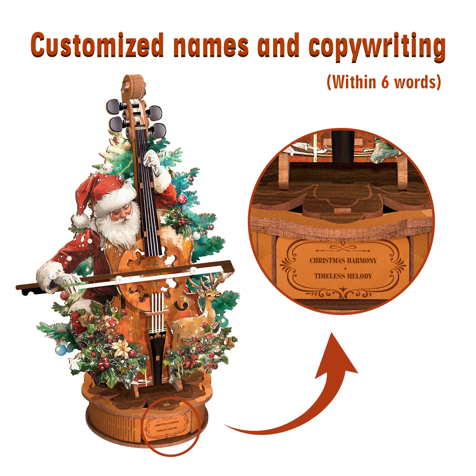 Christmas Concerto Cello – DIY Wooden Music Box, 3D Puzzle Craft Kit - Image 4