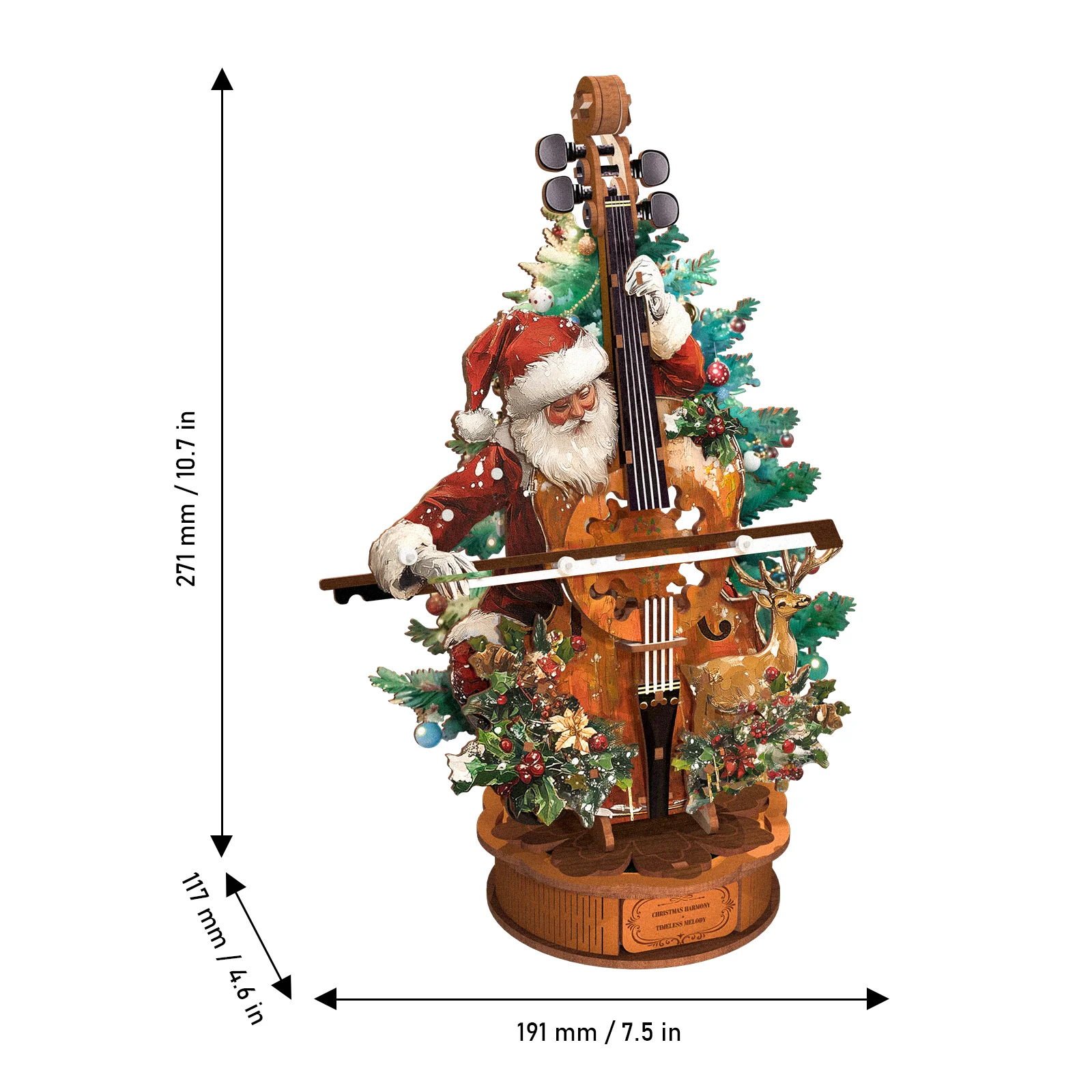 Christmas Concerto Cello – DIY Wooden Music Box, 3D Puzzle Craft Kit - Image 6