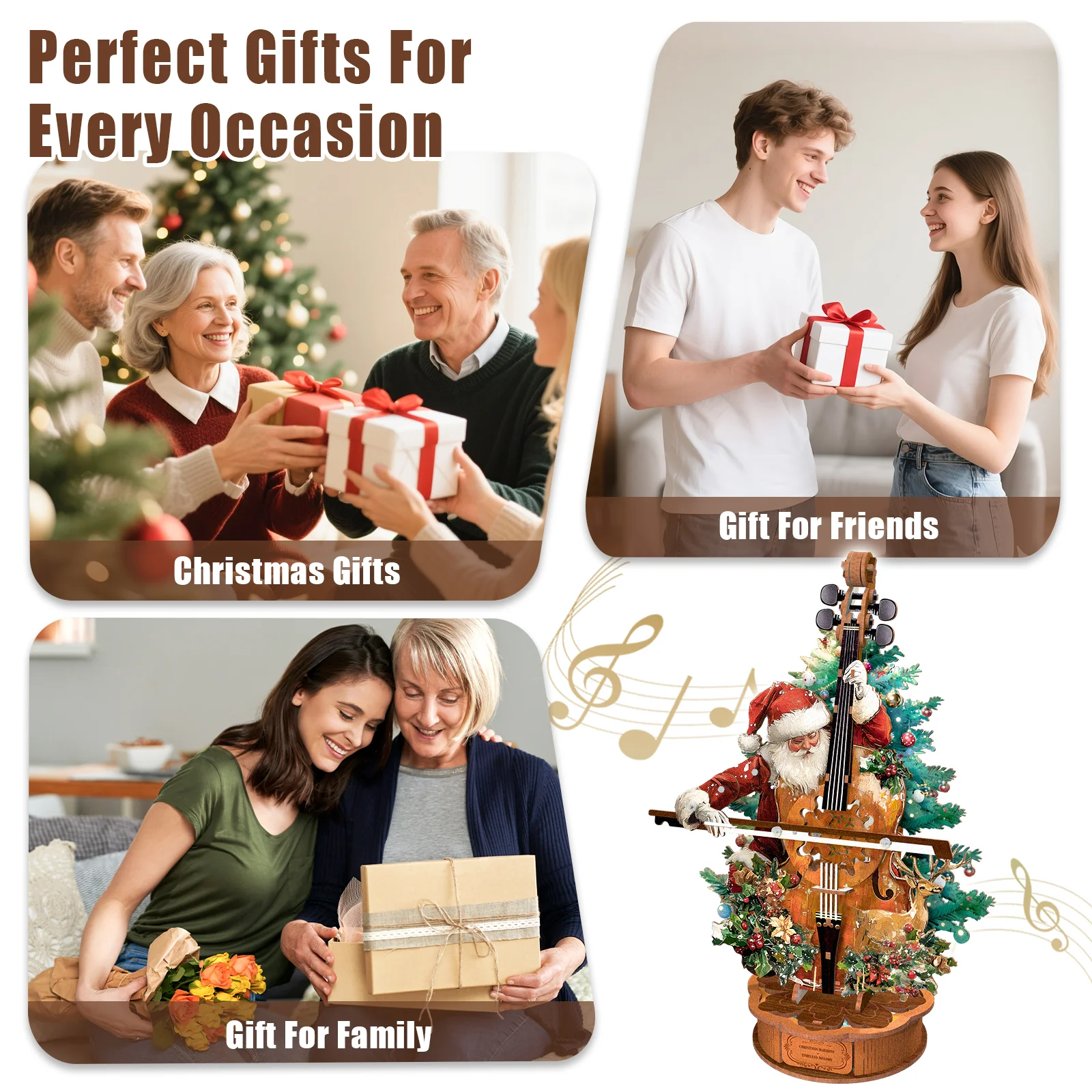 Christmas Concerto Cello – DIY Wooden Music Box, 3D Puzzle Craft Kit - Image 7