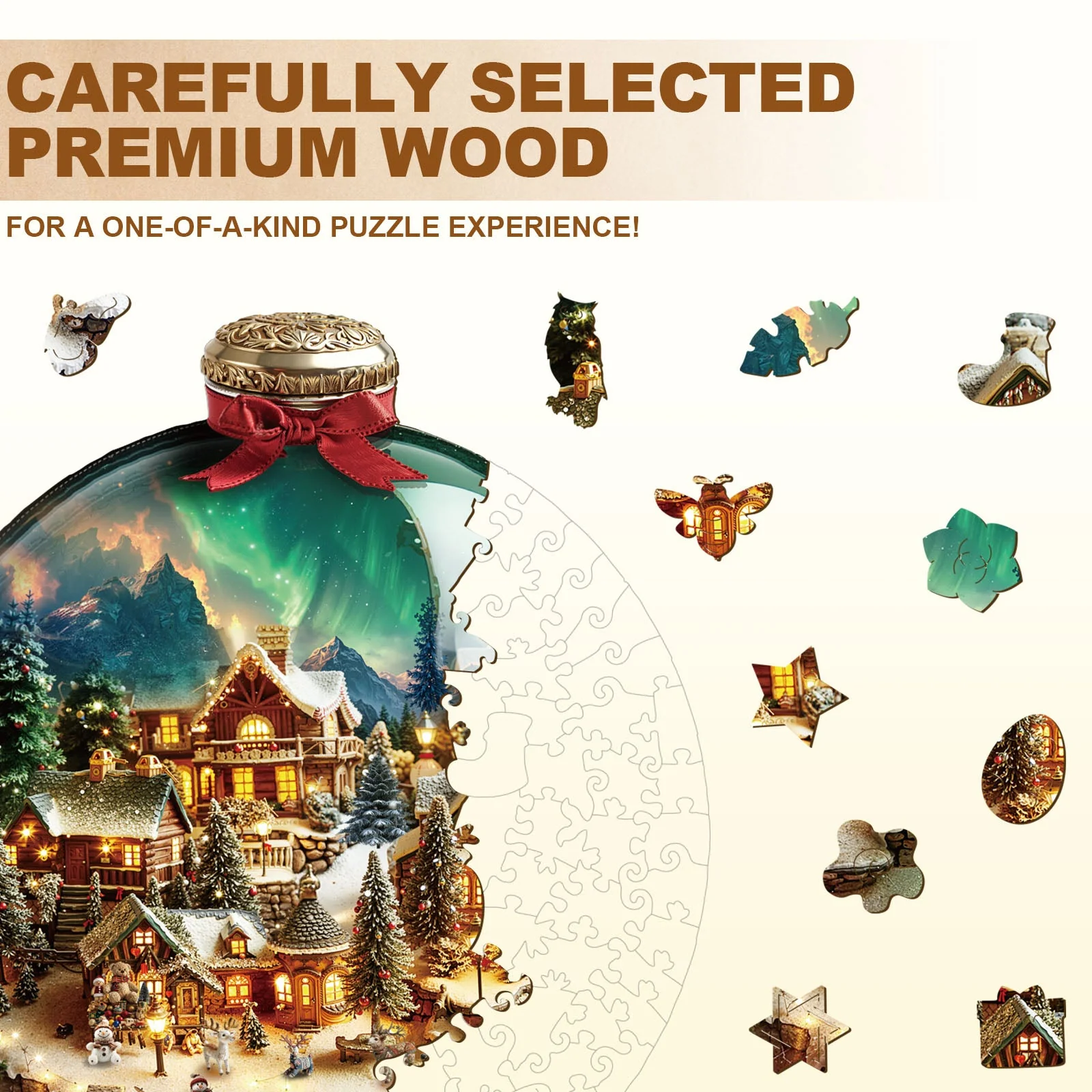 Christmas crystal ball Wooden Jigsaw Puzzle - Image 3