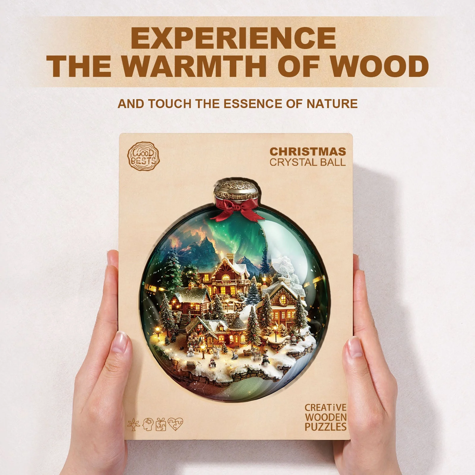 Christmas crystal ball Wooden Jigsaw Puzzle - Image 4
