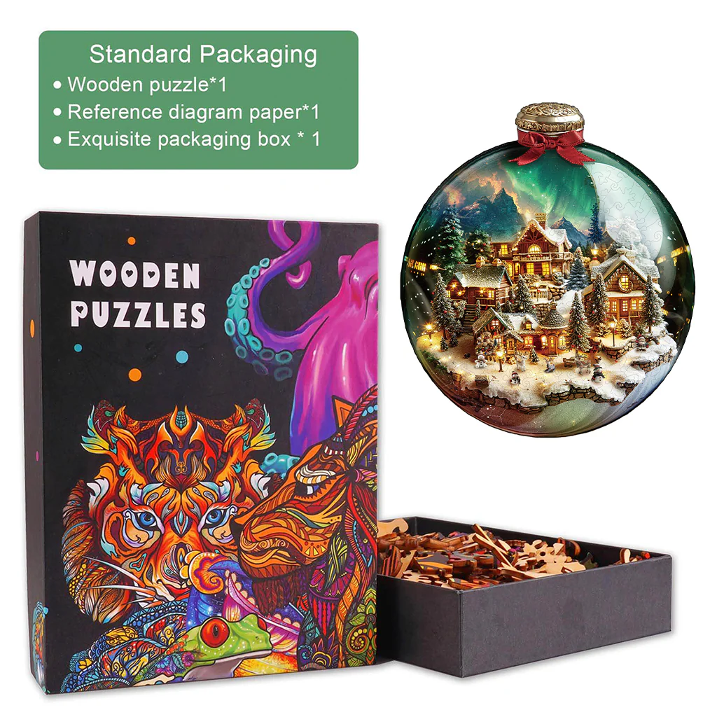 Christmas crystal ball Wooden Jigsaw Puzzle - Image 6