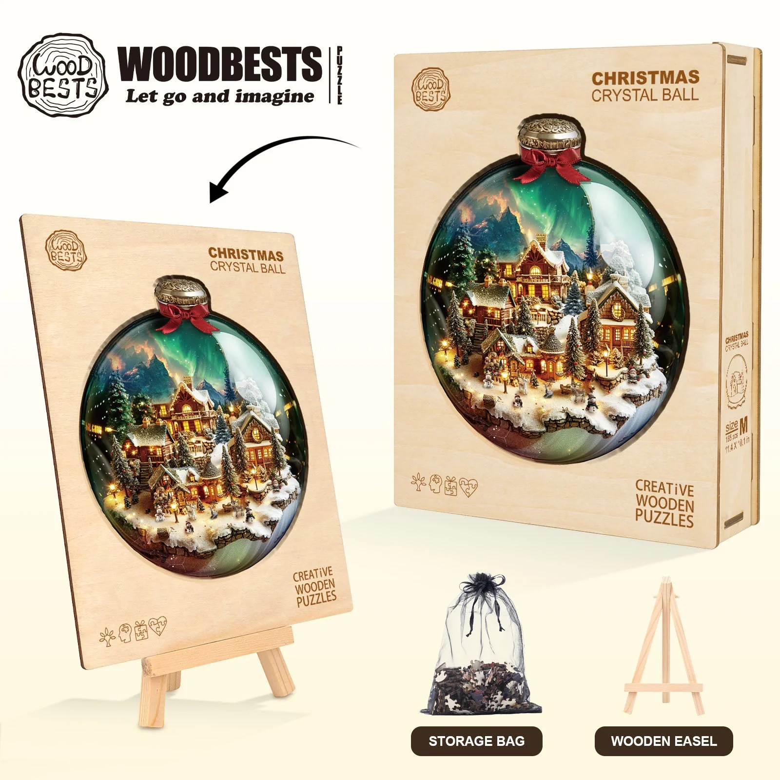 Christmas crystal ball Wooden Jigsaw Puzzle - Image 7