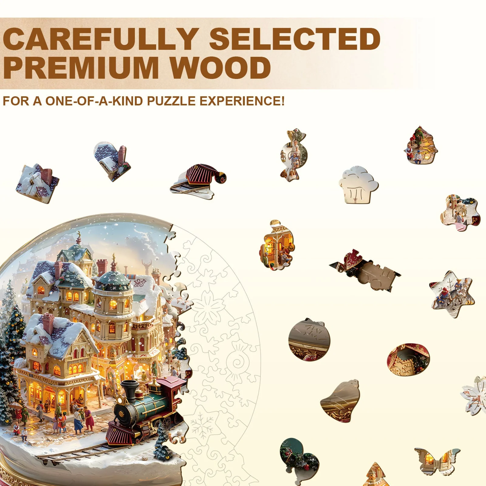Christmas Crystal Train Wooden Jigsaw Puzzle - Image 3