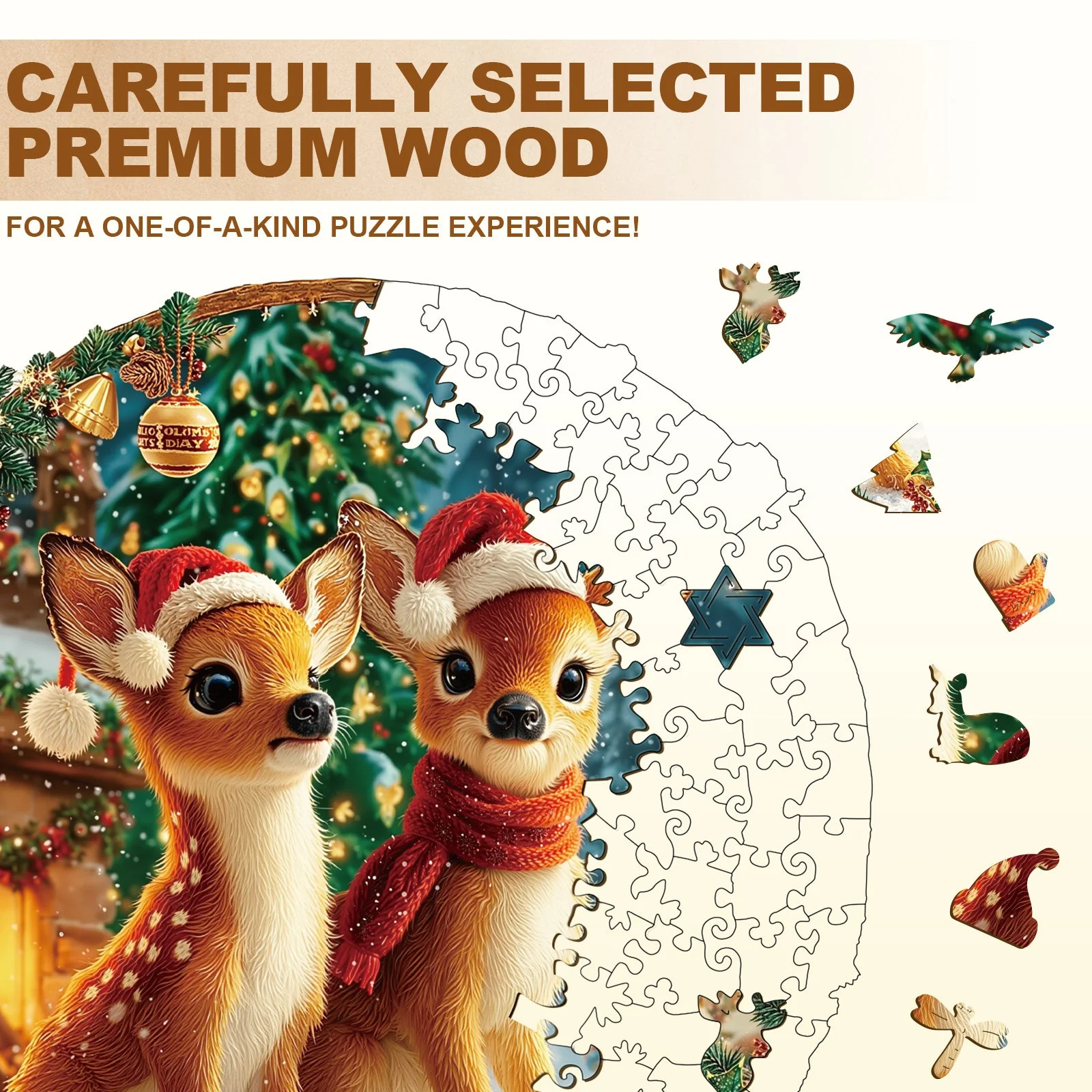 Christmas Deer Combination Wooden Jigsaw Puzzle - Image 2