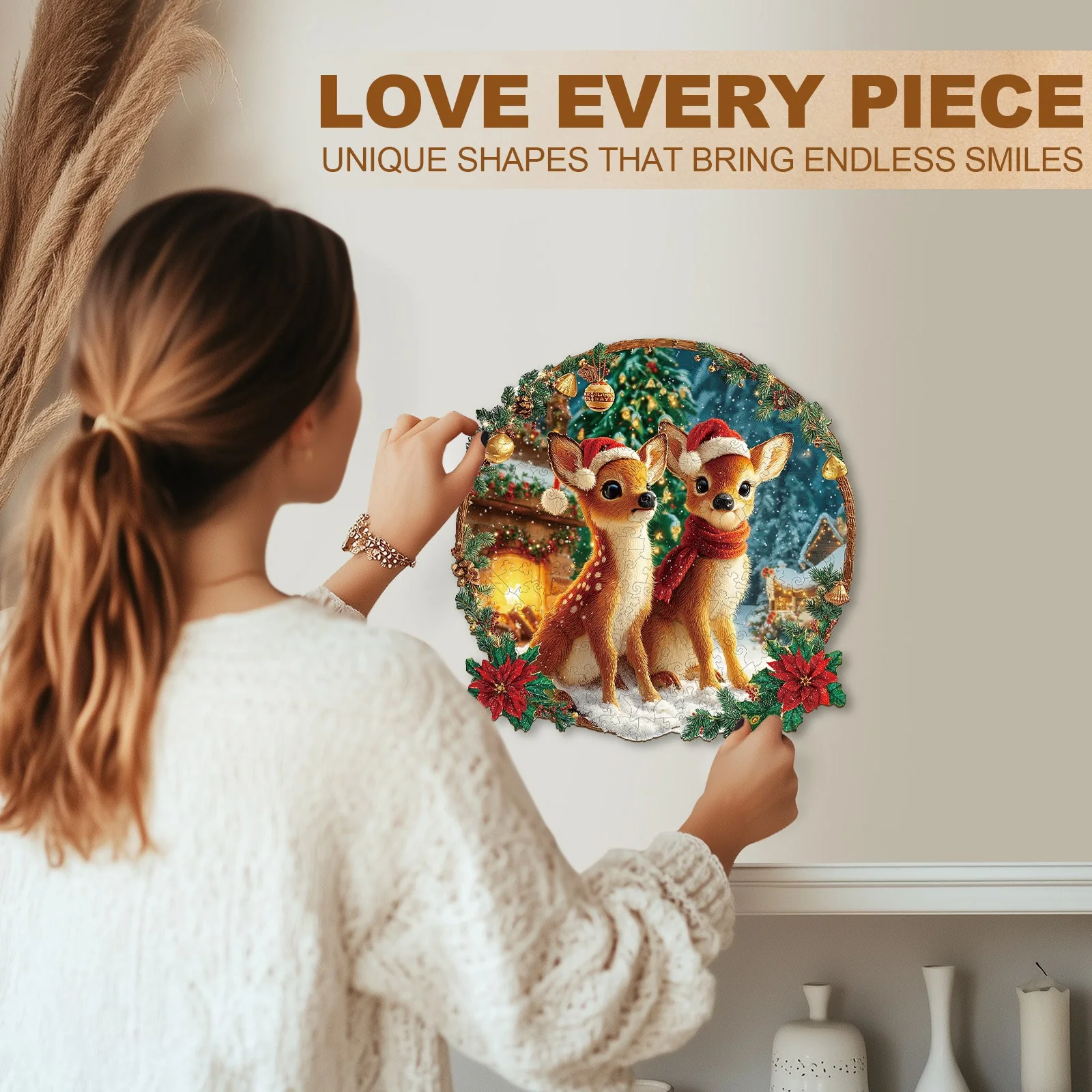 Christmas Deer Combination Wooden Jigsaw Puzzle - Image 8