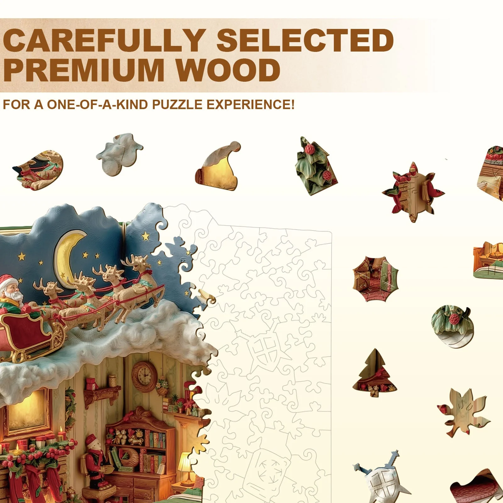 Christmas Eve in the Book Wooden Jigsaw Puzzle - Image 2