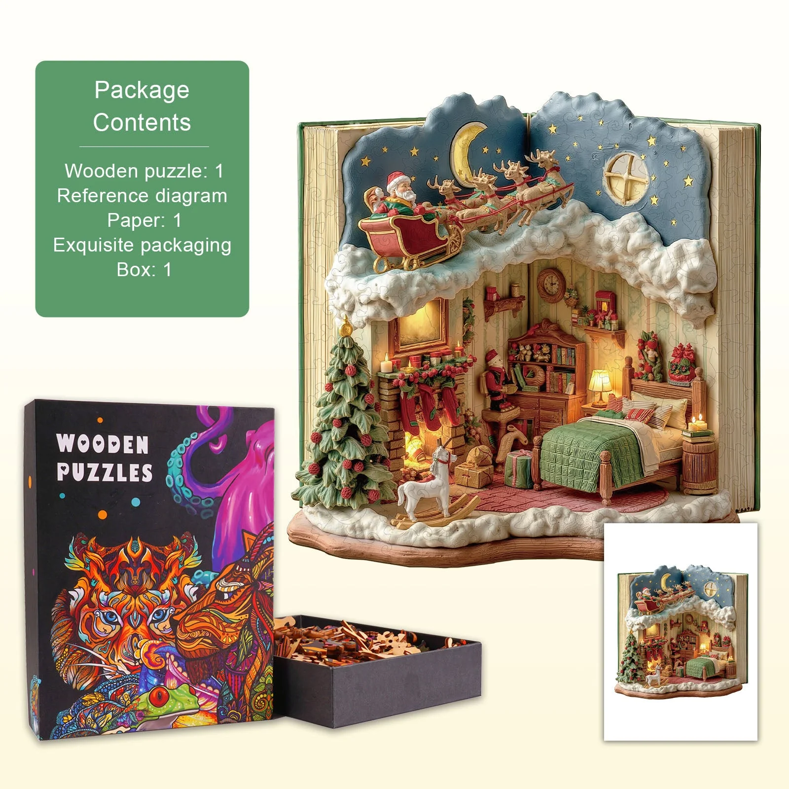 Christmas Eve in the Book Wooden Jigsaw Puzzle - Image 5