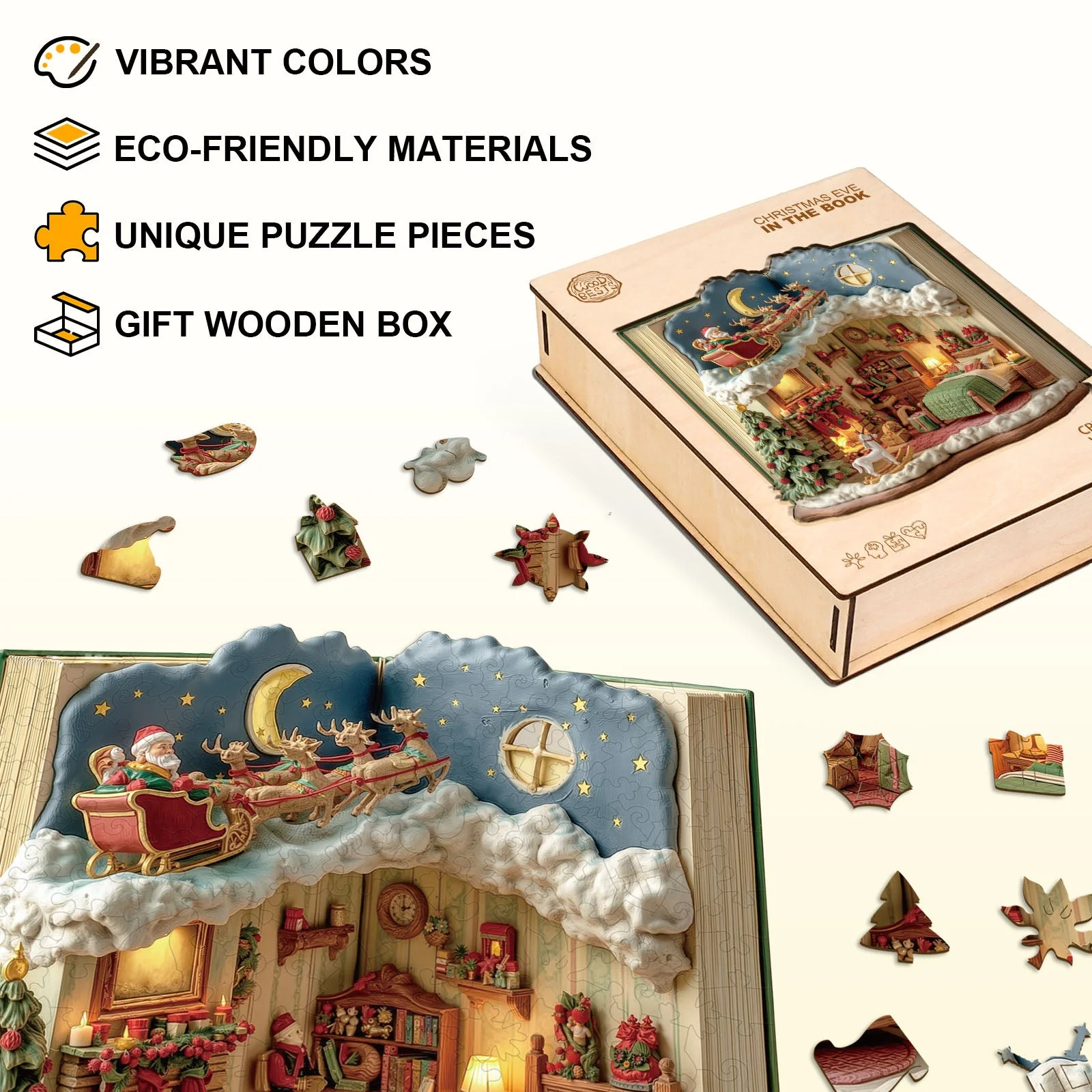 Christmas Eve in the Book Wooden Jigsaw Puzzle - Image 7