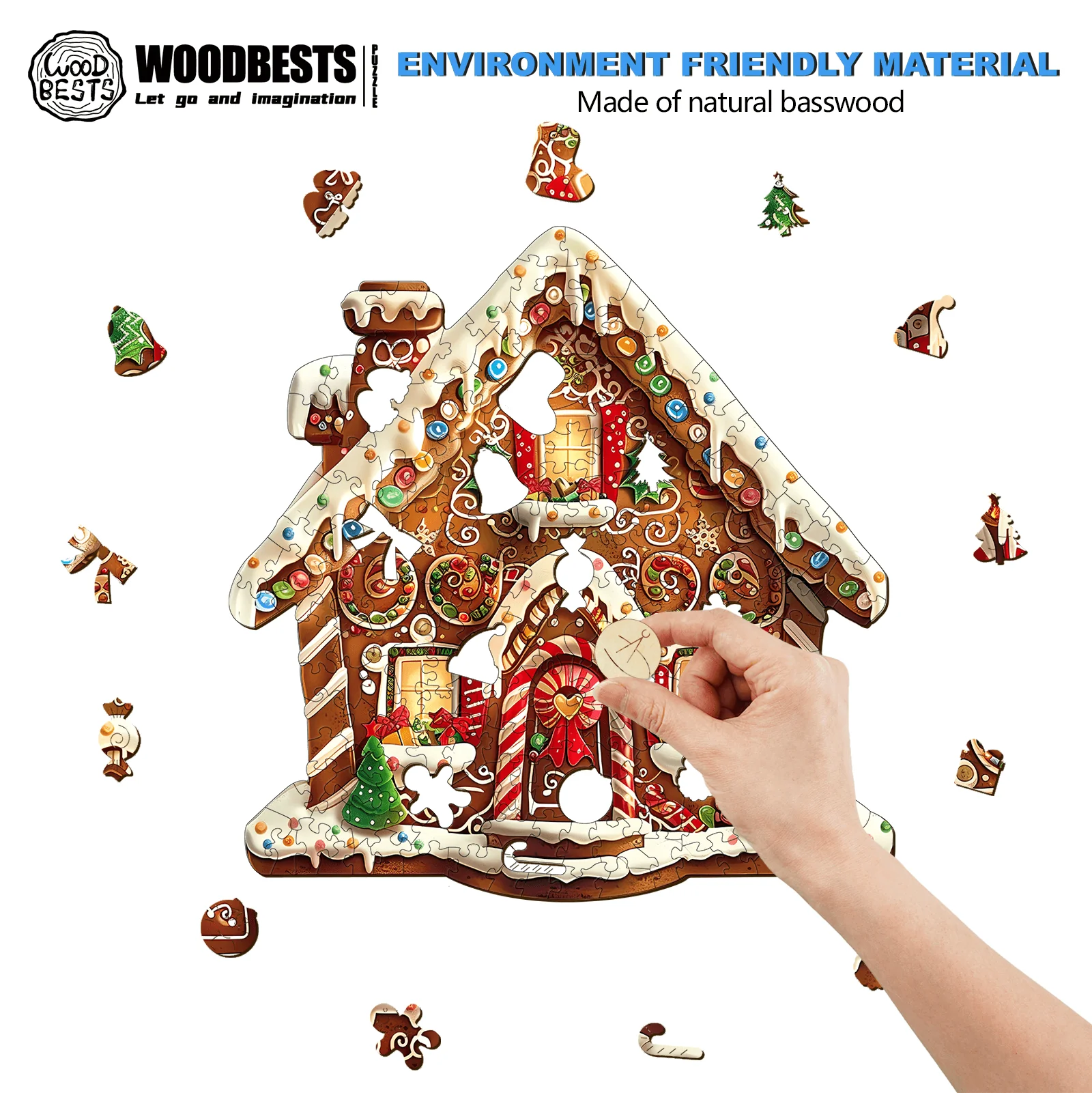 Christmas Gingerbread House-1 Wooden Jigsaw Puzzle - Image 4