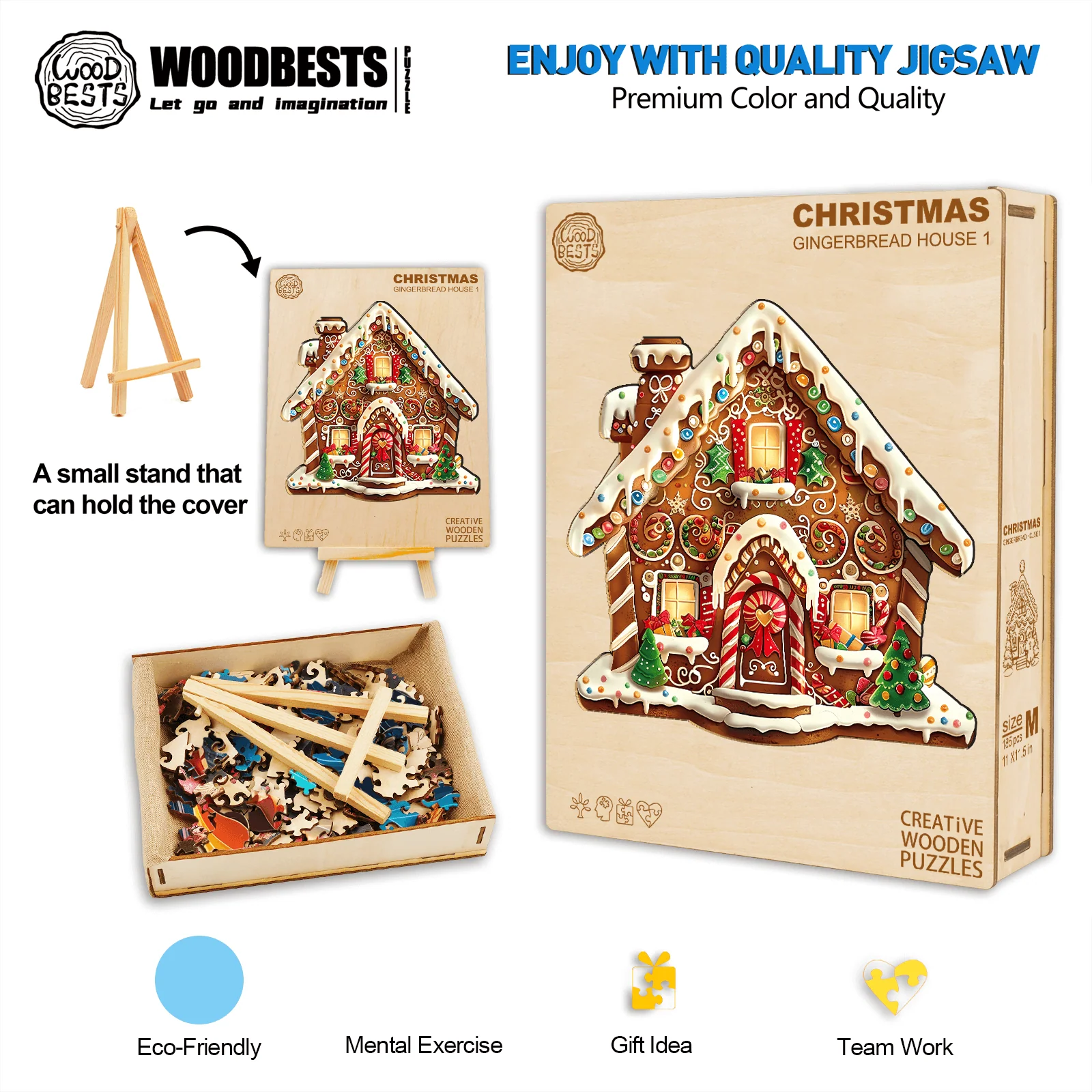 Christmas Gingerbread House-1 Wooden Jigsaw Puzzle - Image 6