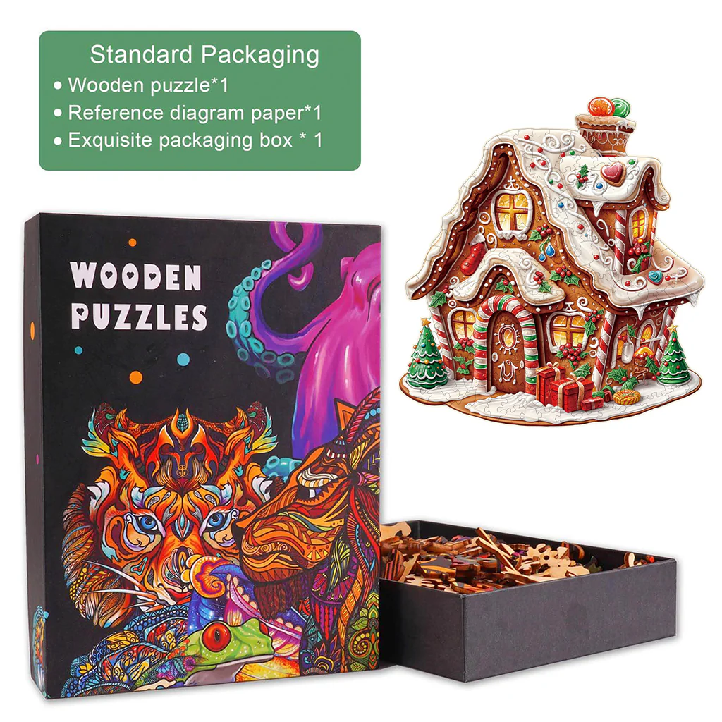 Christmas Gingerbread House-2 Wooden Jigsaw Puzzle - Image 5