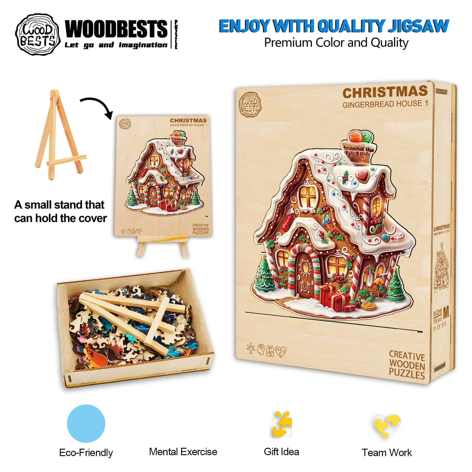 Christmas Gingerbread House-2 Wooden Jigsaw Puzzle - Image 6