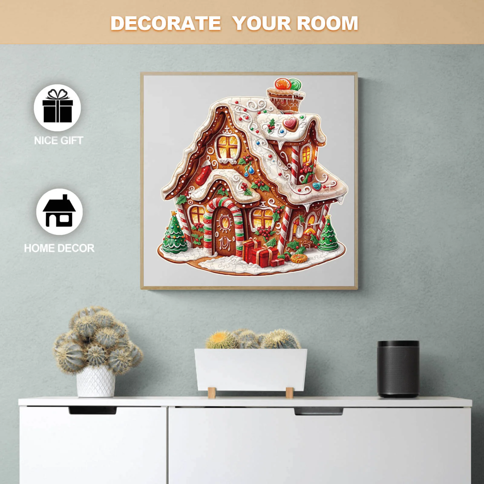 Christmas Gingerbread House-2 Wooden Jigsaw Puzzle - Image 7