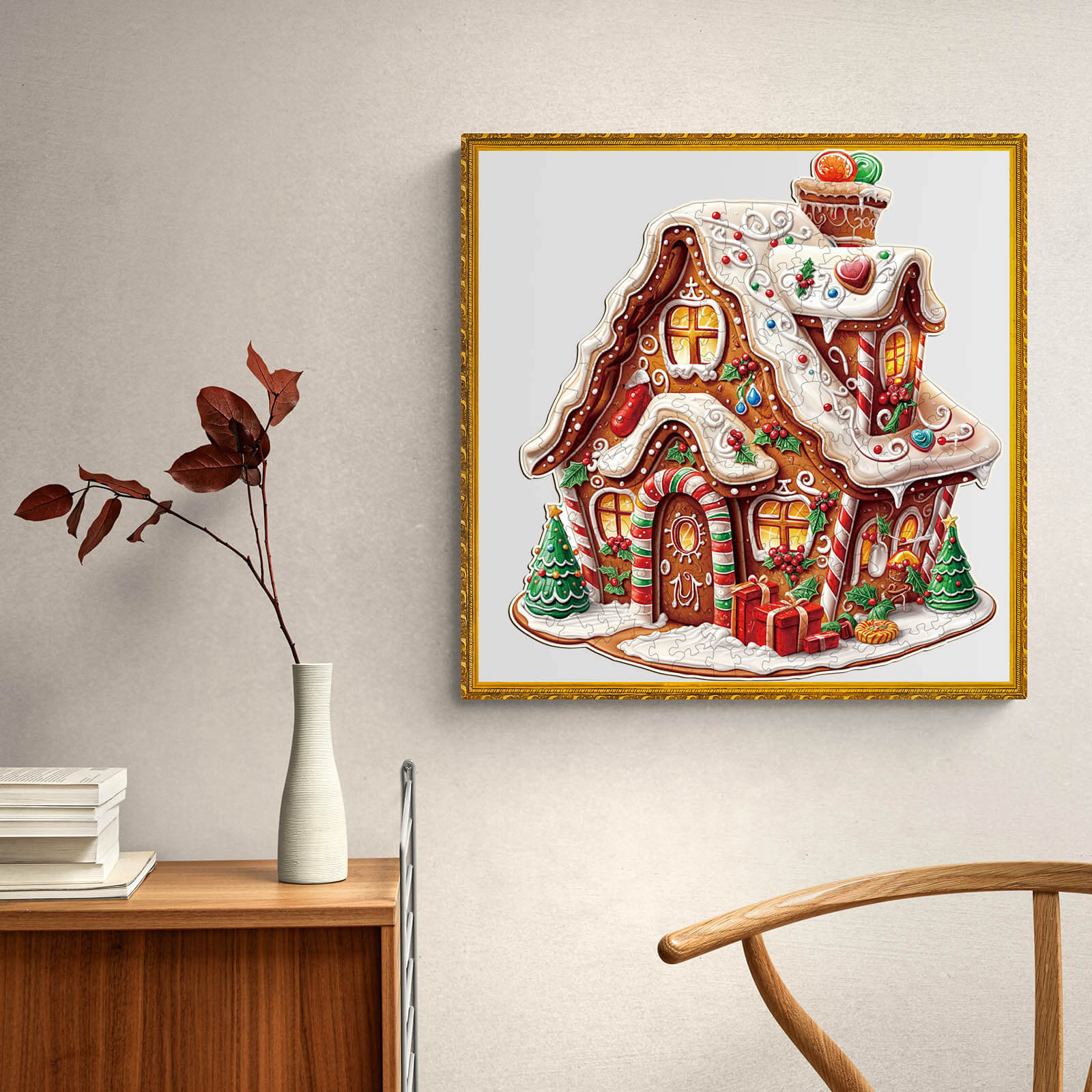 Christmas Gingerbread House-2 Wooden Jigsaw Puzzle - Image 9