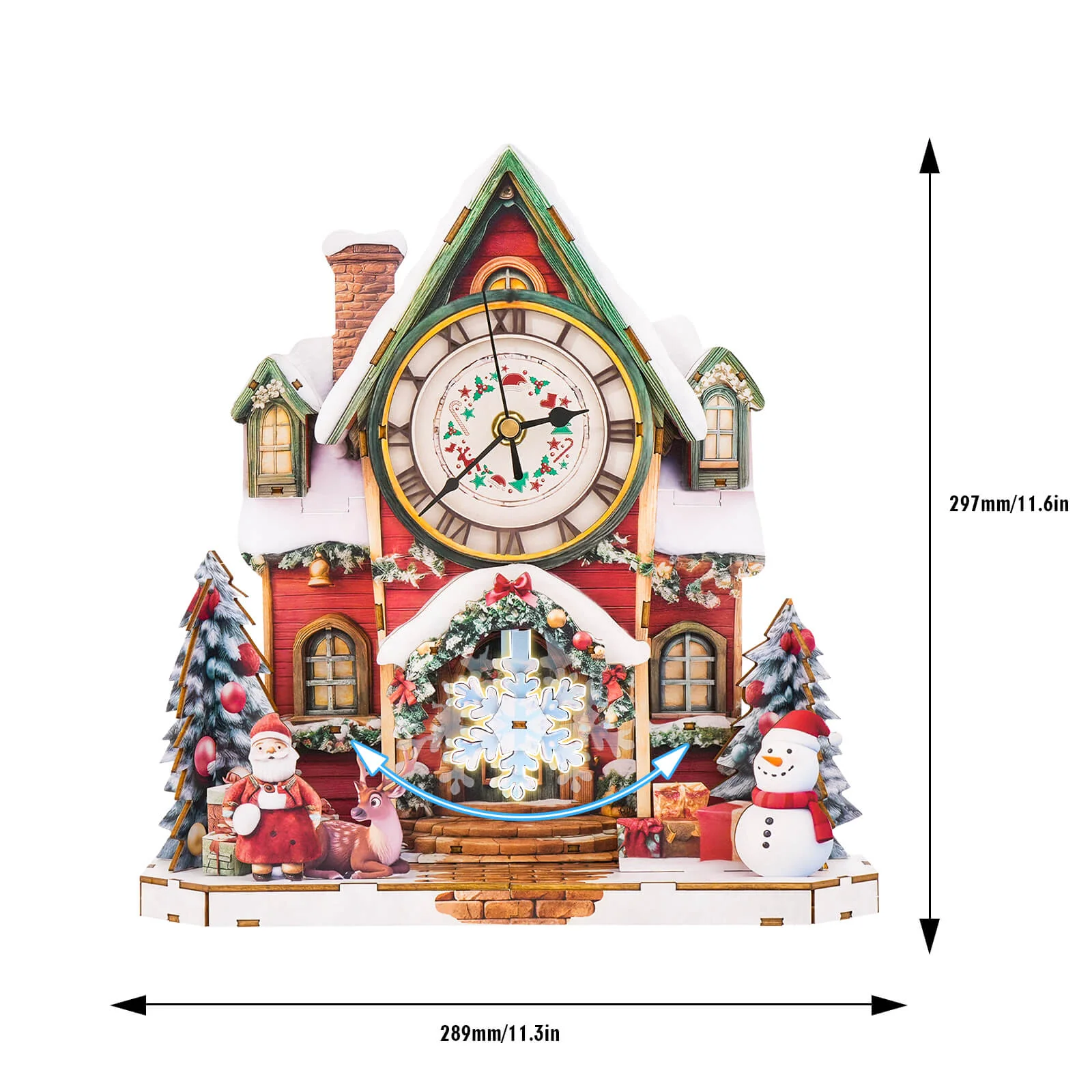 Christmas House– DIY Wooden Clock, 3D Puzzle Craft Kit - Image 5