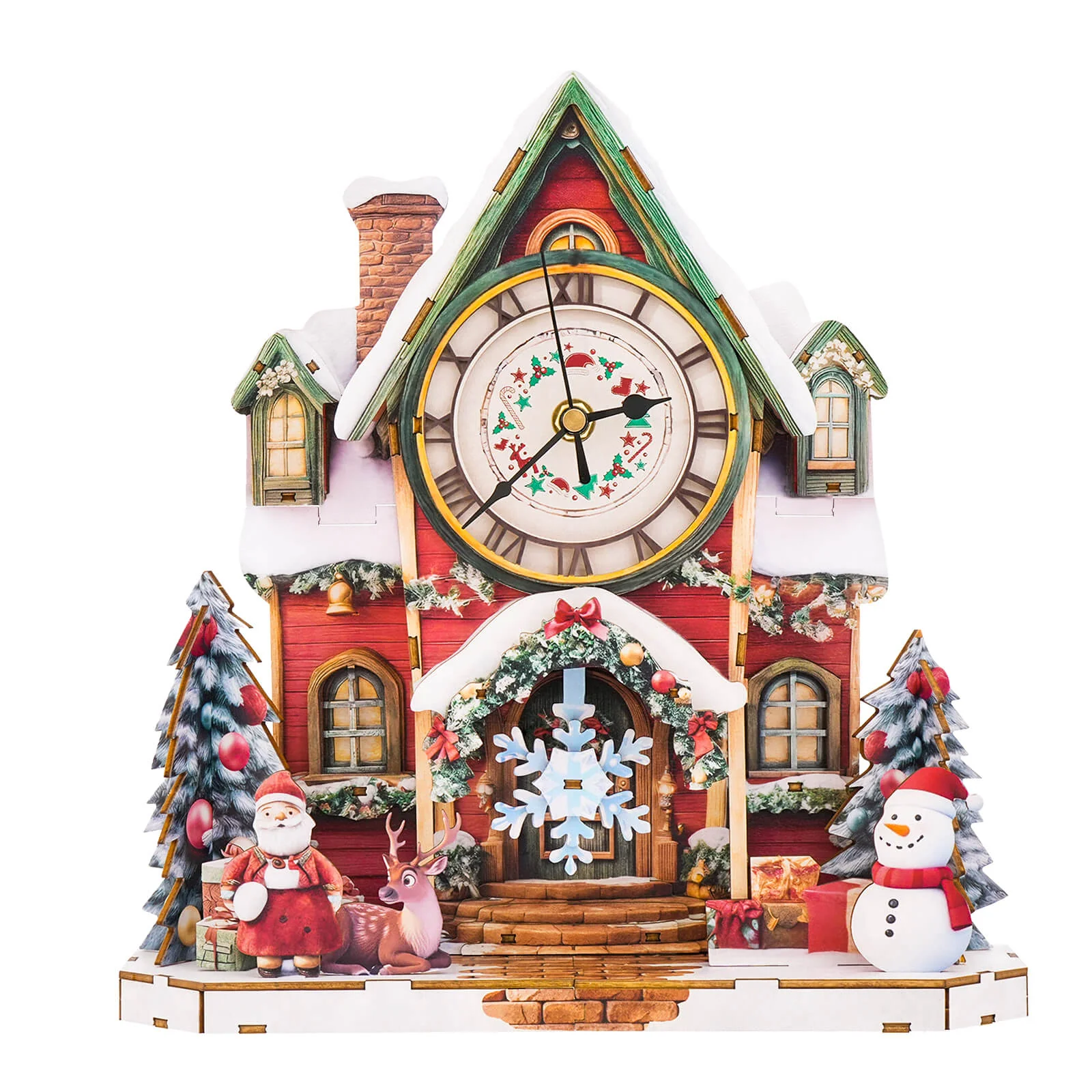 Christmas House– DIY Wooden Clock, 3D Puzzle Craft Kit - Image 6