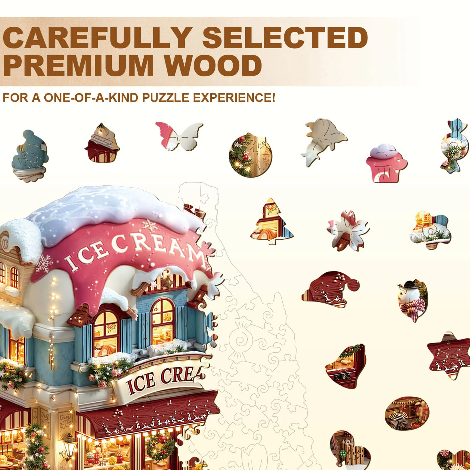 Christmas ice cream Wooden Jigsaw Puzzle - Image 3