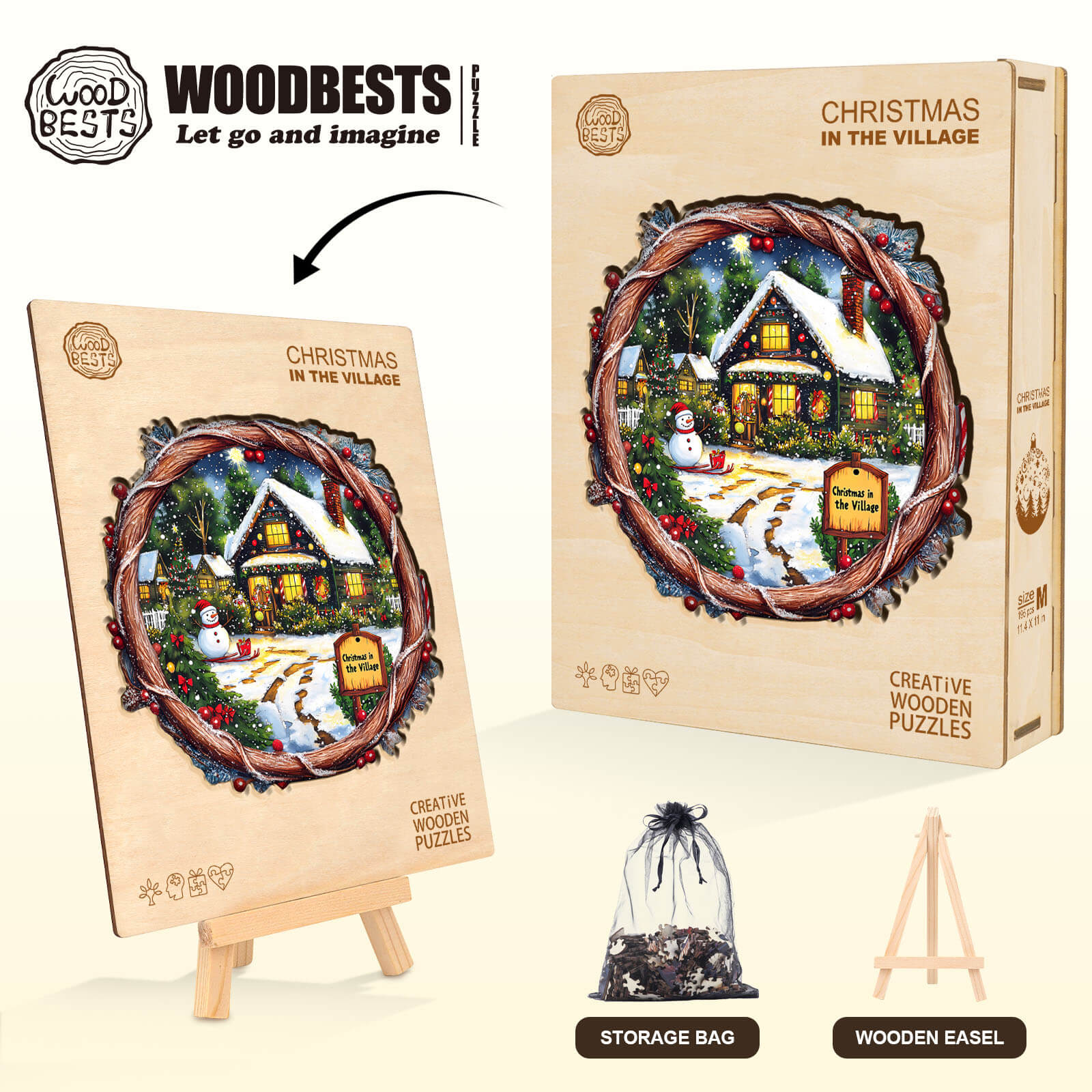 Christmas in the Village Wooden Jigsaw Puzzle - Image 6