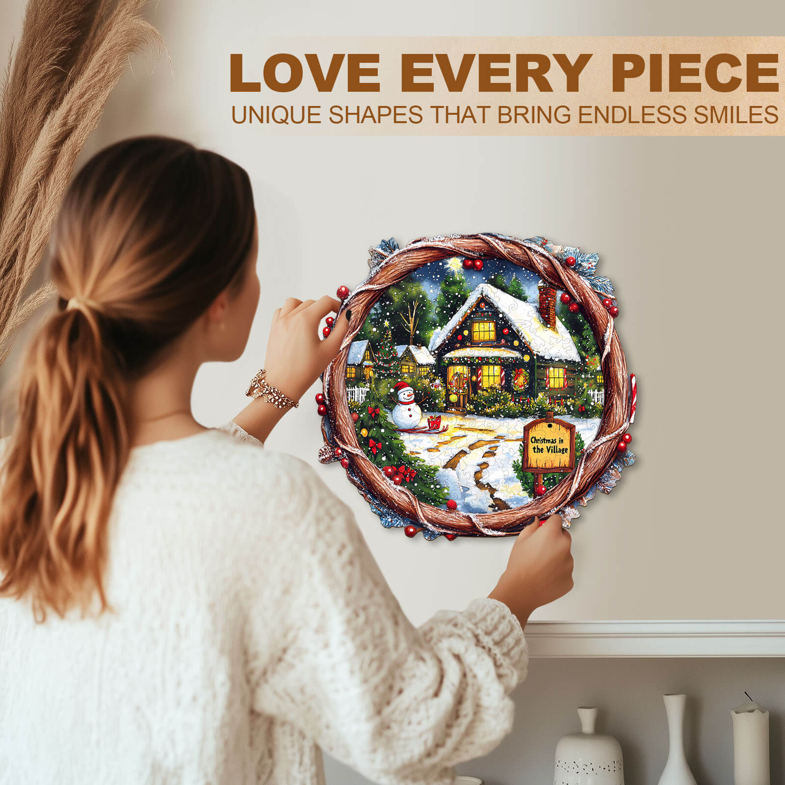 Christmas in the Village Wooden Jigsaw Puzzle - Image 9