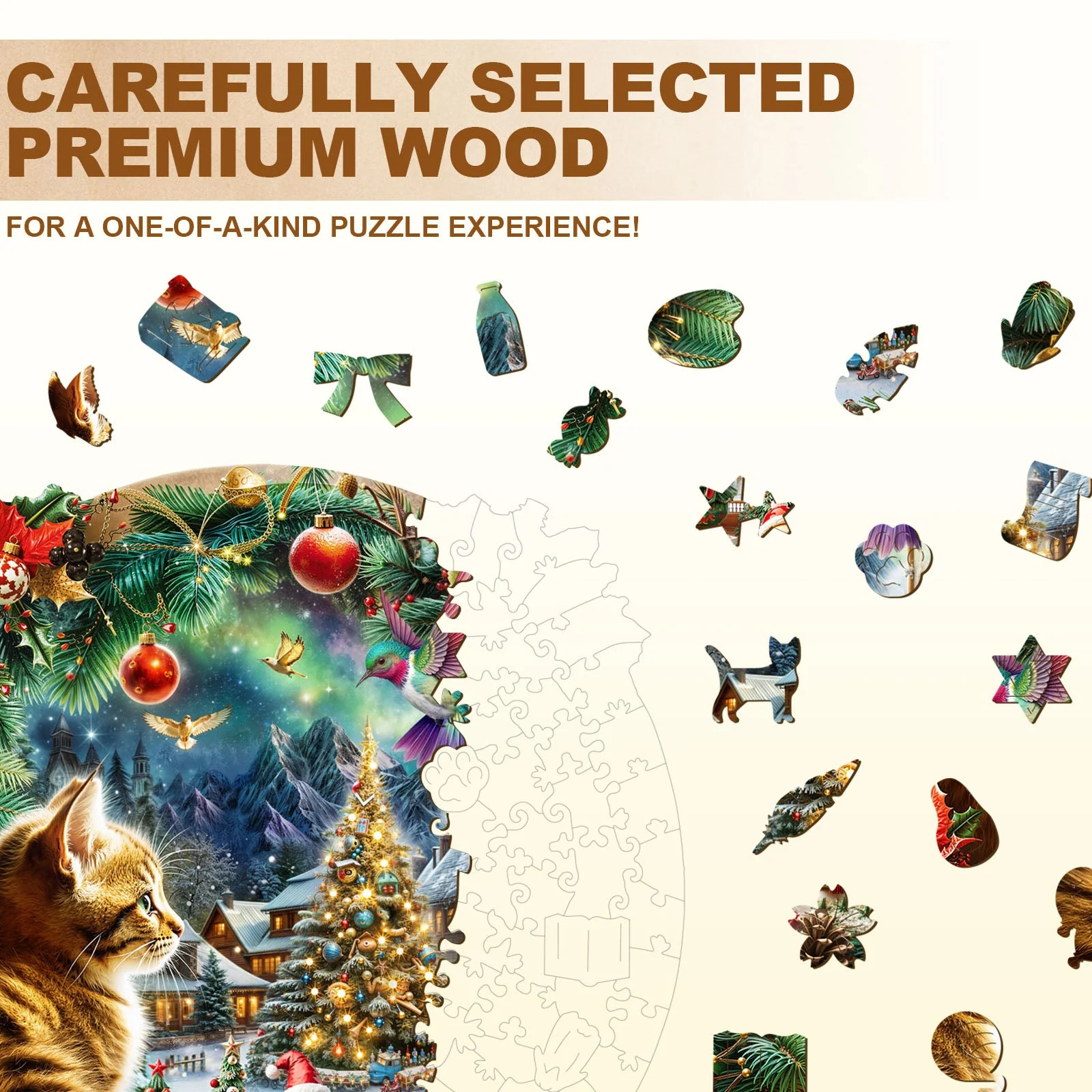 Christmas Is a Cat Wooden Jigsaw Puzzle - Image 2