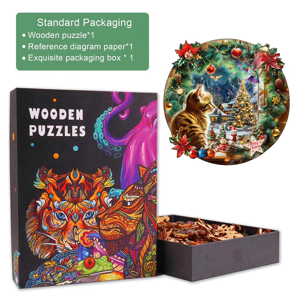 Christmas Is a Cat Wooden Jigsaw Puzzle - Image 5