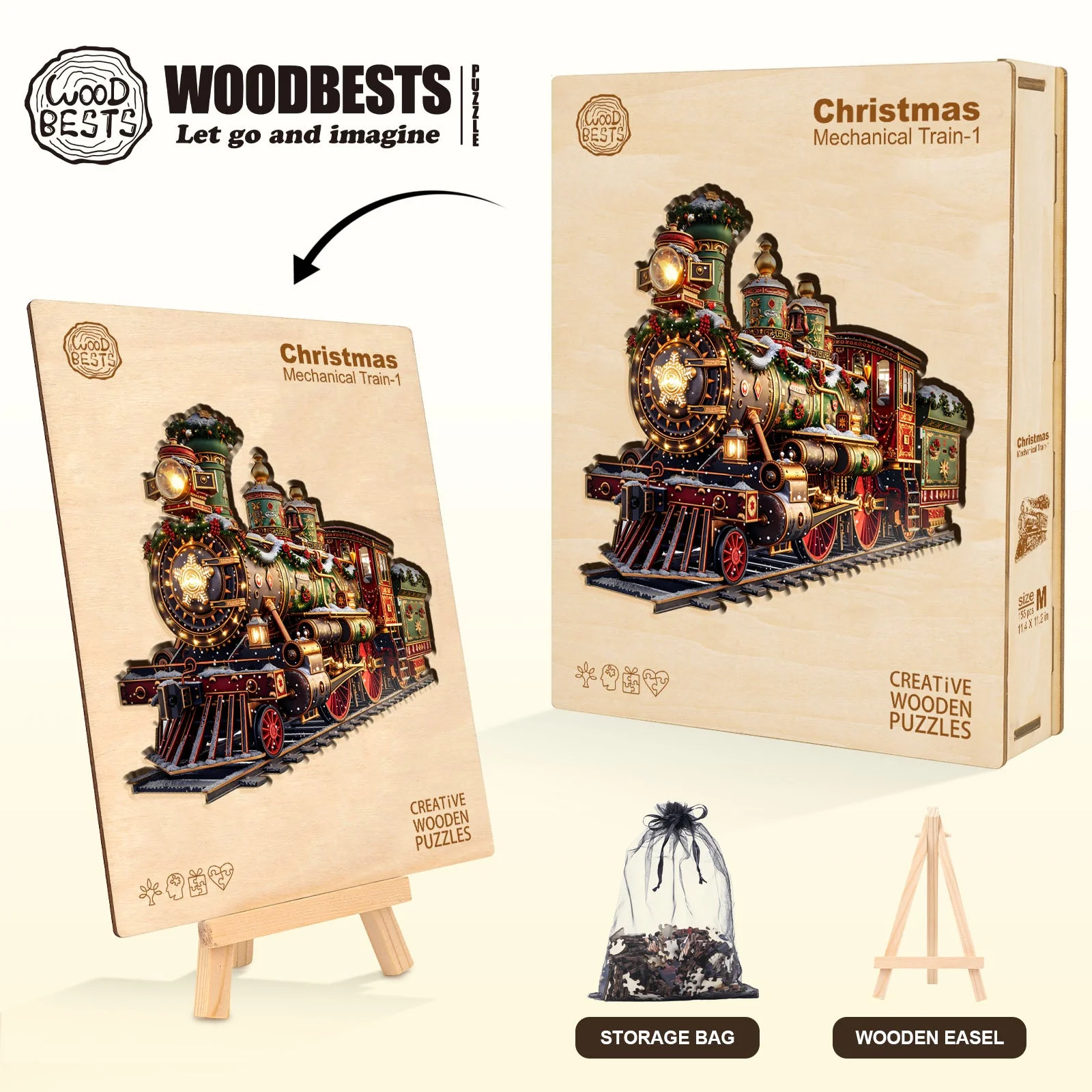 Christmas Mechanical Train-1 Wooden Jigsaw Puzzle - Image 7