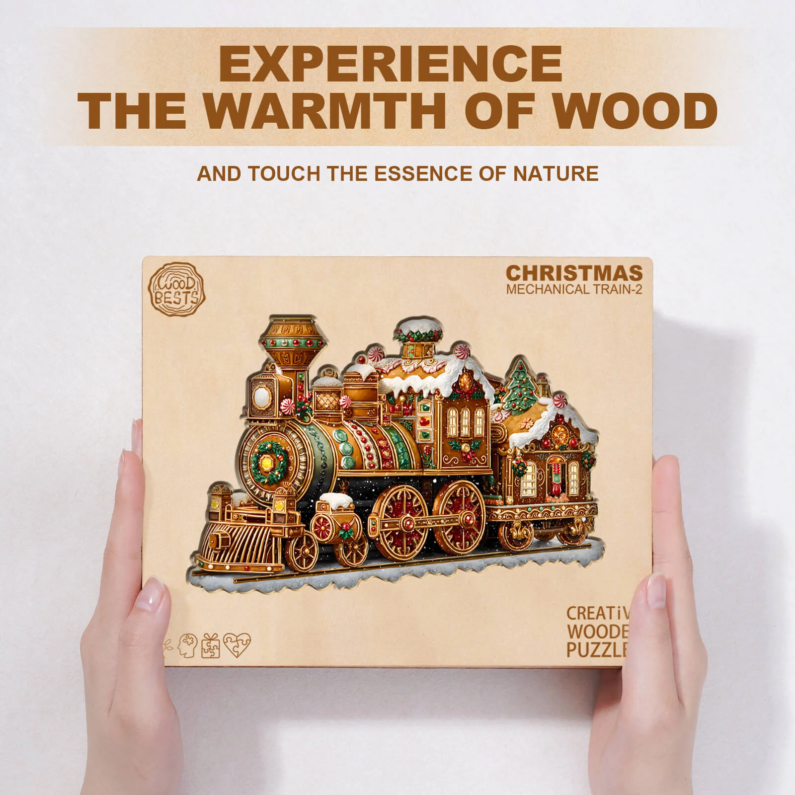 Christmas Mechanical Train-2 Wooden Jigsaw Puzzle - Image 6