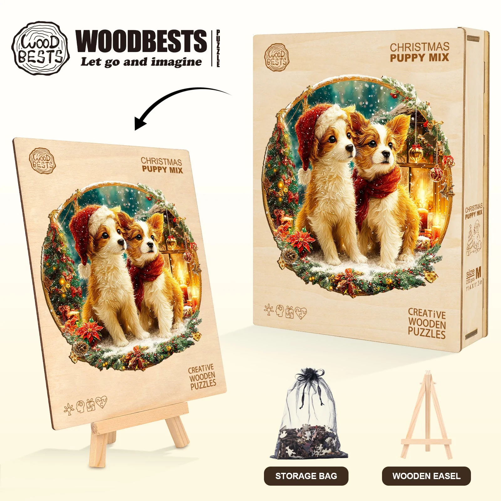 Christmas Puppy Mix Wooden Jigsaw Puzzle - Image 6
